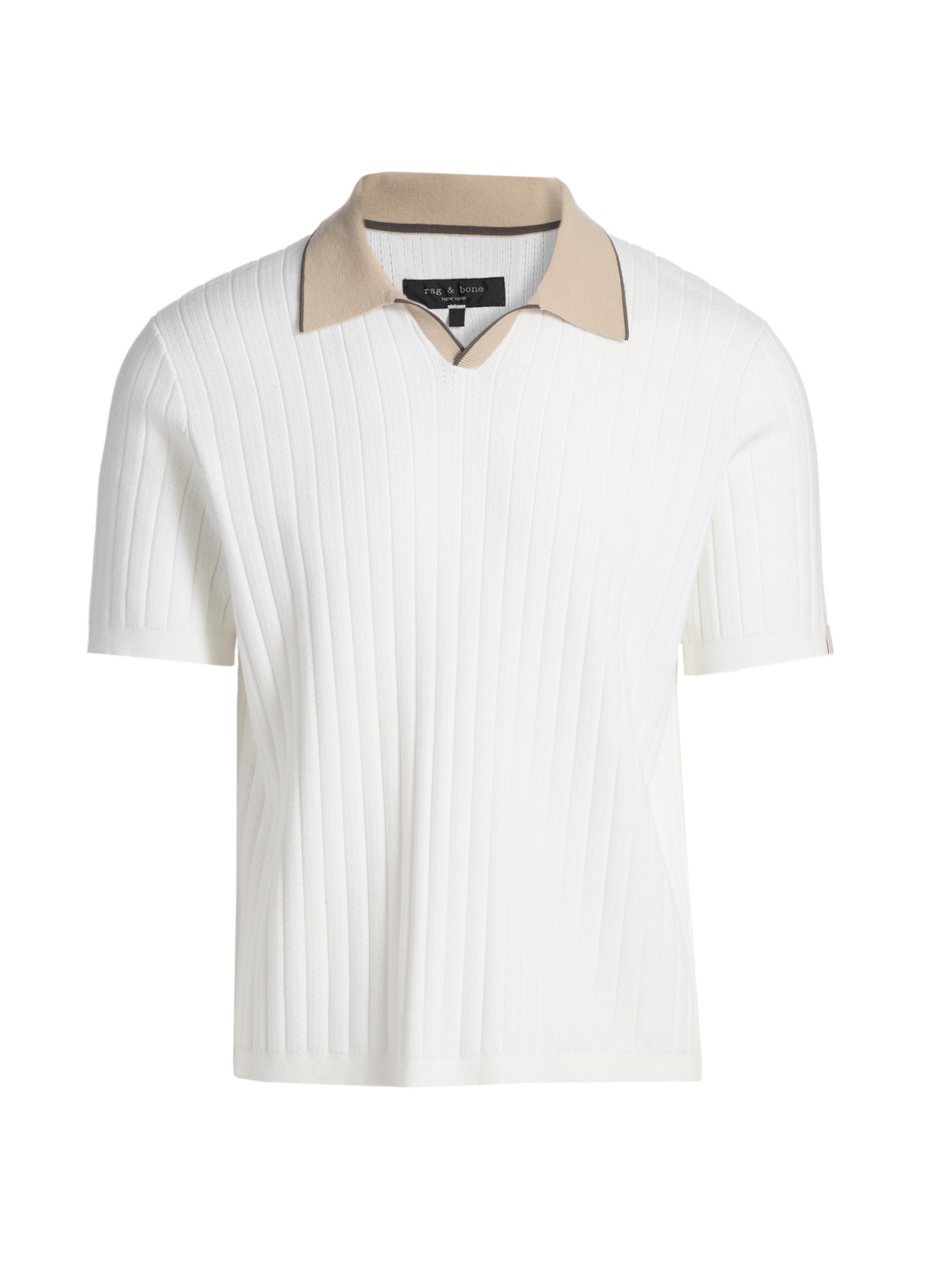 rag & bone Men's Sanford Johnny Collar Polo Shirt - Chalk