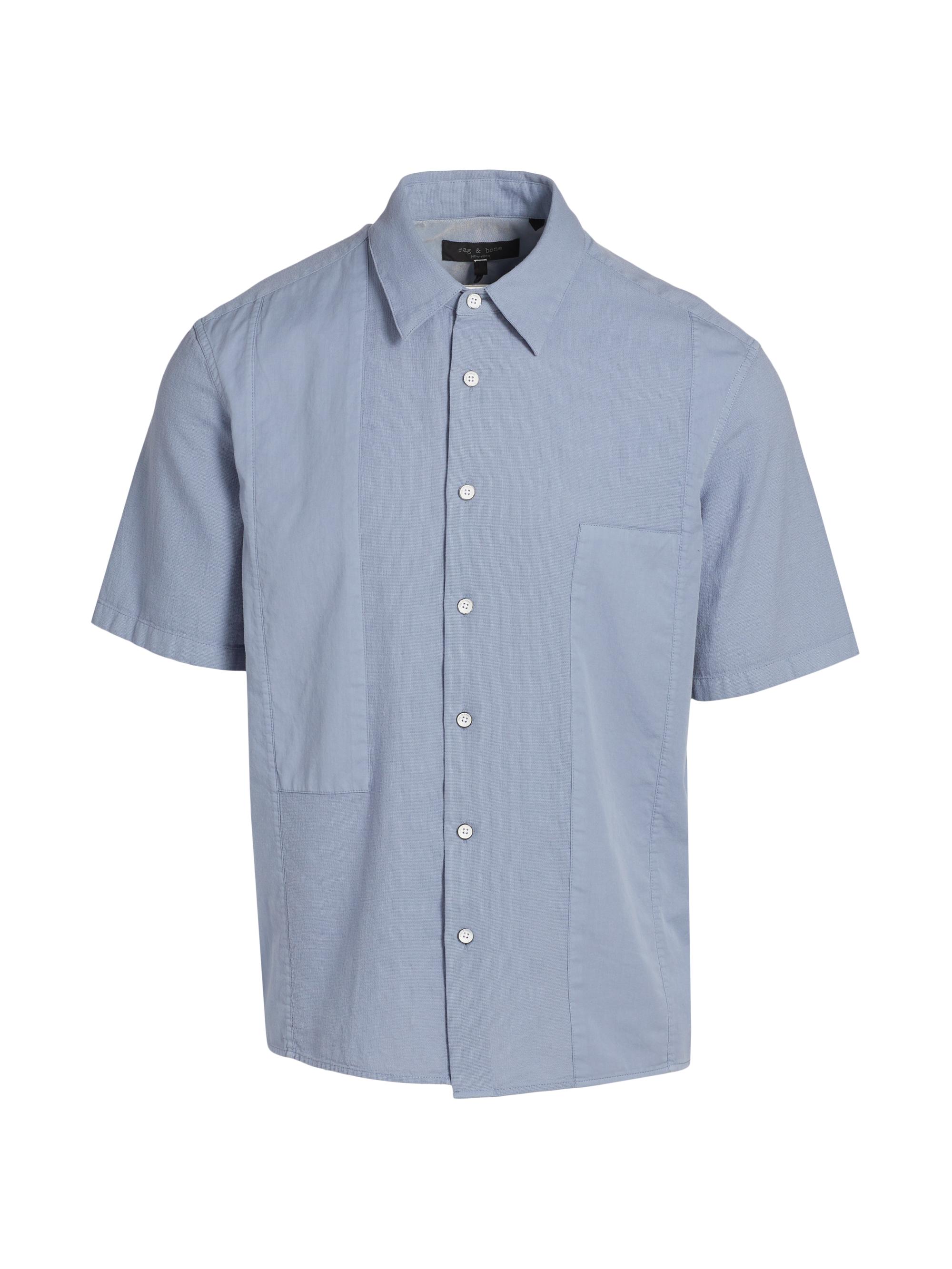 rag & bone Men's Dalton Cotton-Blend Short-Sleeve Shirt - Sky Blue