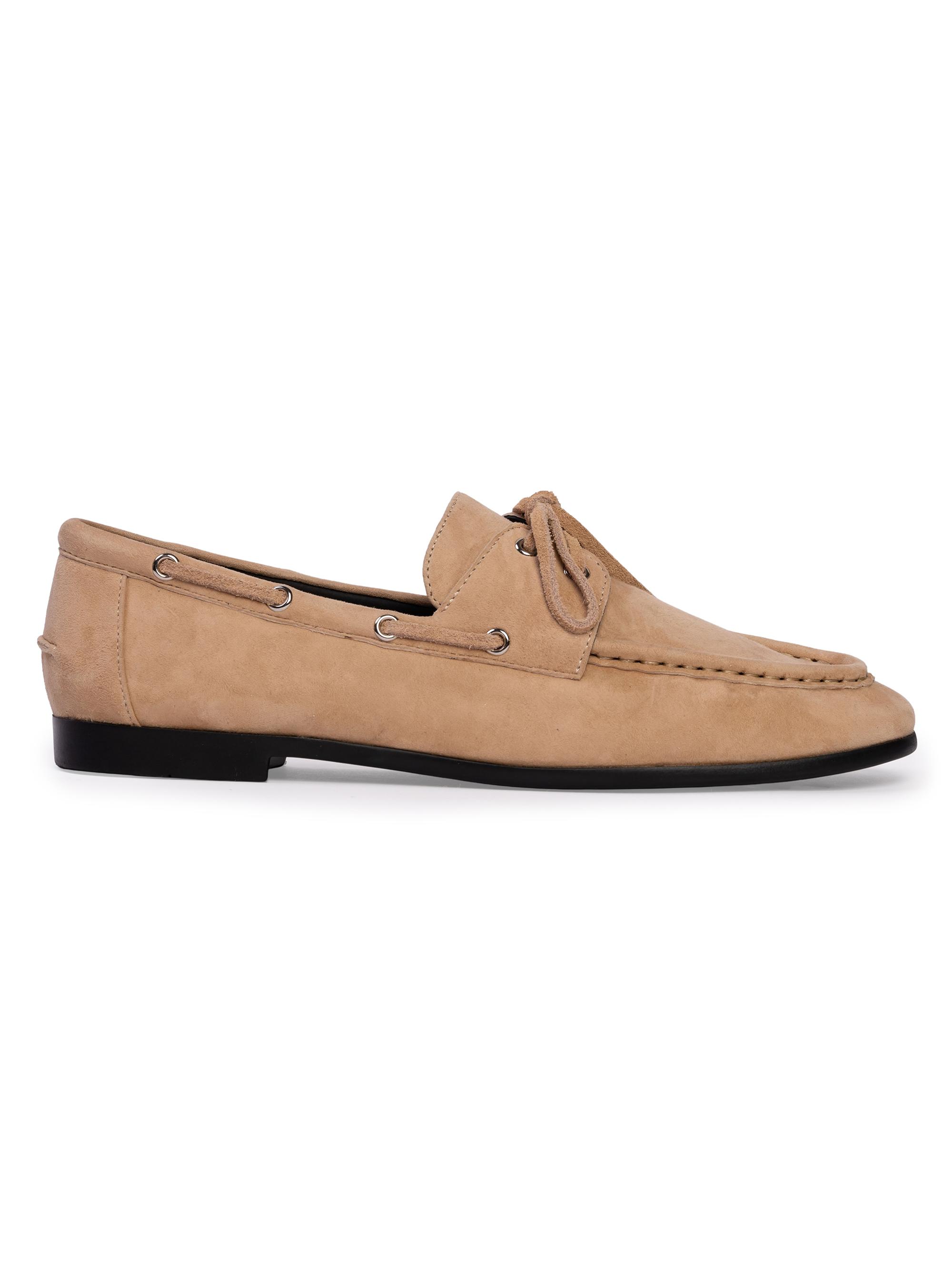 Black Suede Studio Women's Davy Suede Boat Shoes - Sand Suede