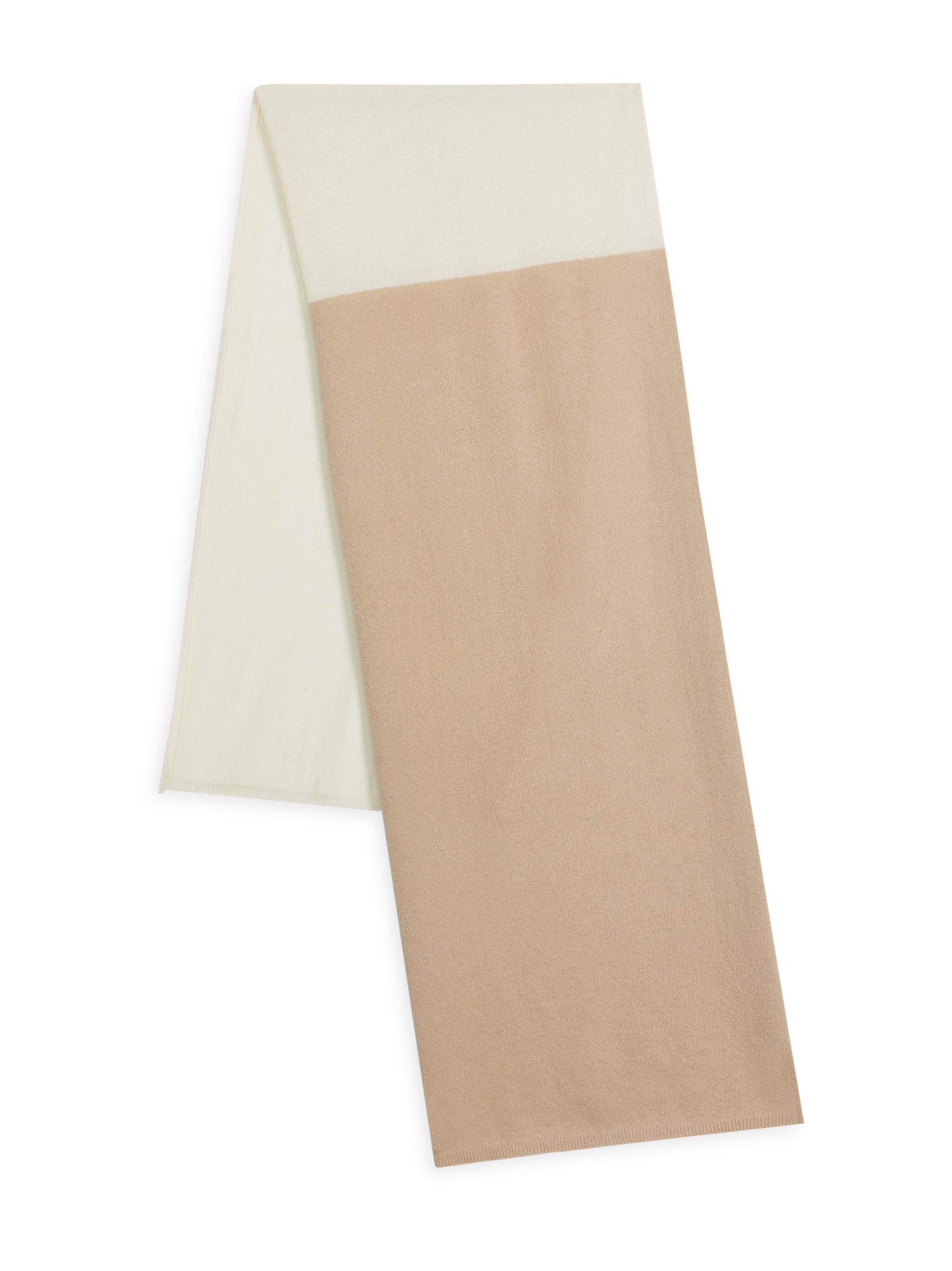 Saks Fifth Avenue Women's Colorblocked Cashmere Scarf - Beige Snow White