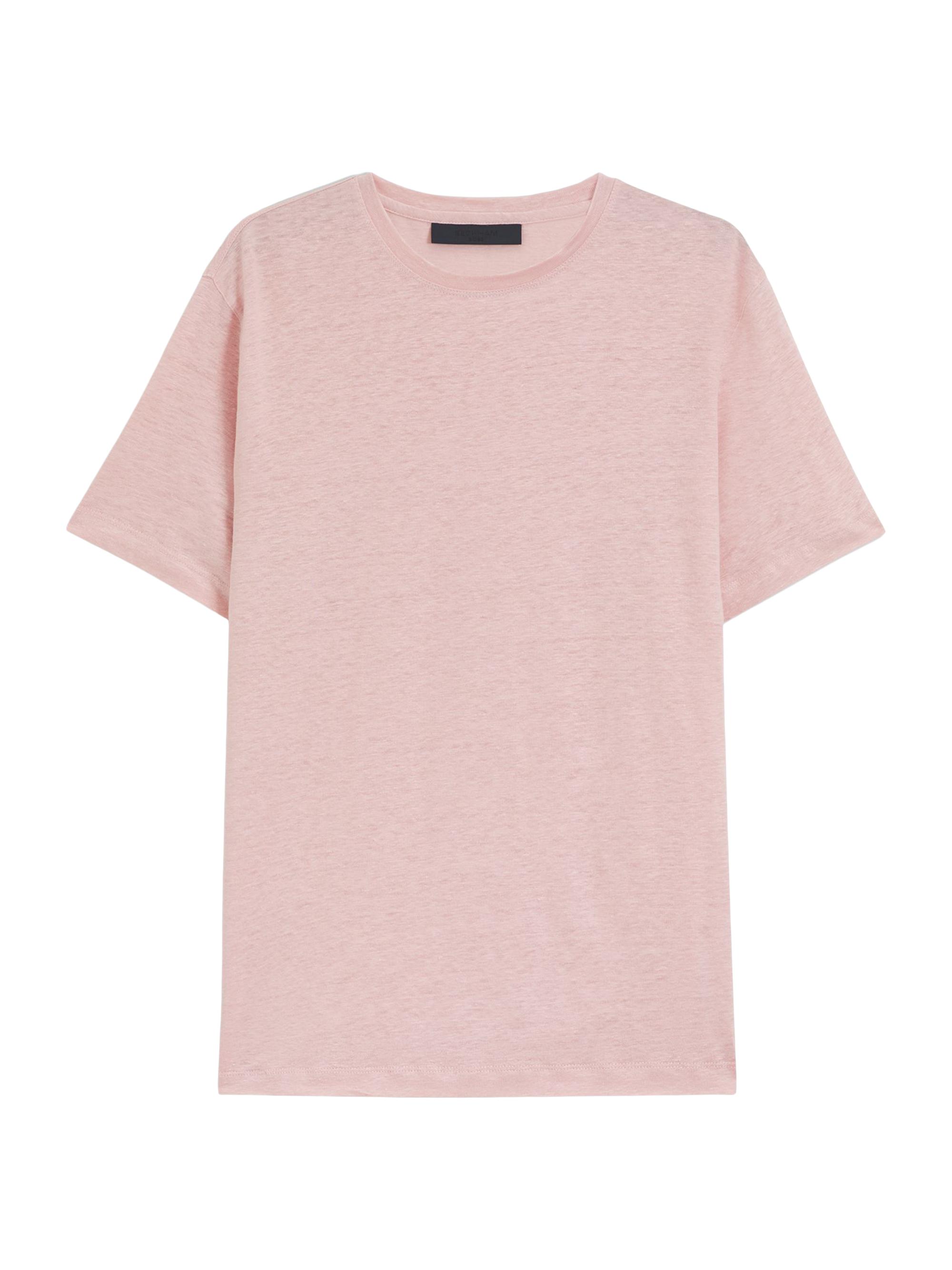 BOSS Men's Beckham x Boss T-Shirt in Soft Linen - Blue