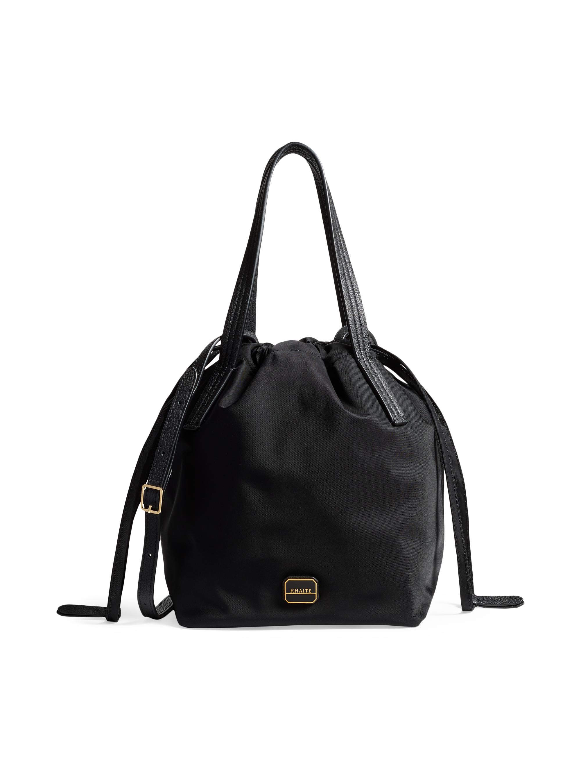 Khaite Women's Rory Nylon & Leather Drawstring Bag - Black