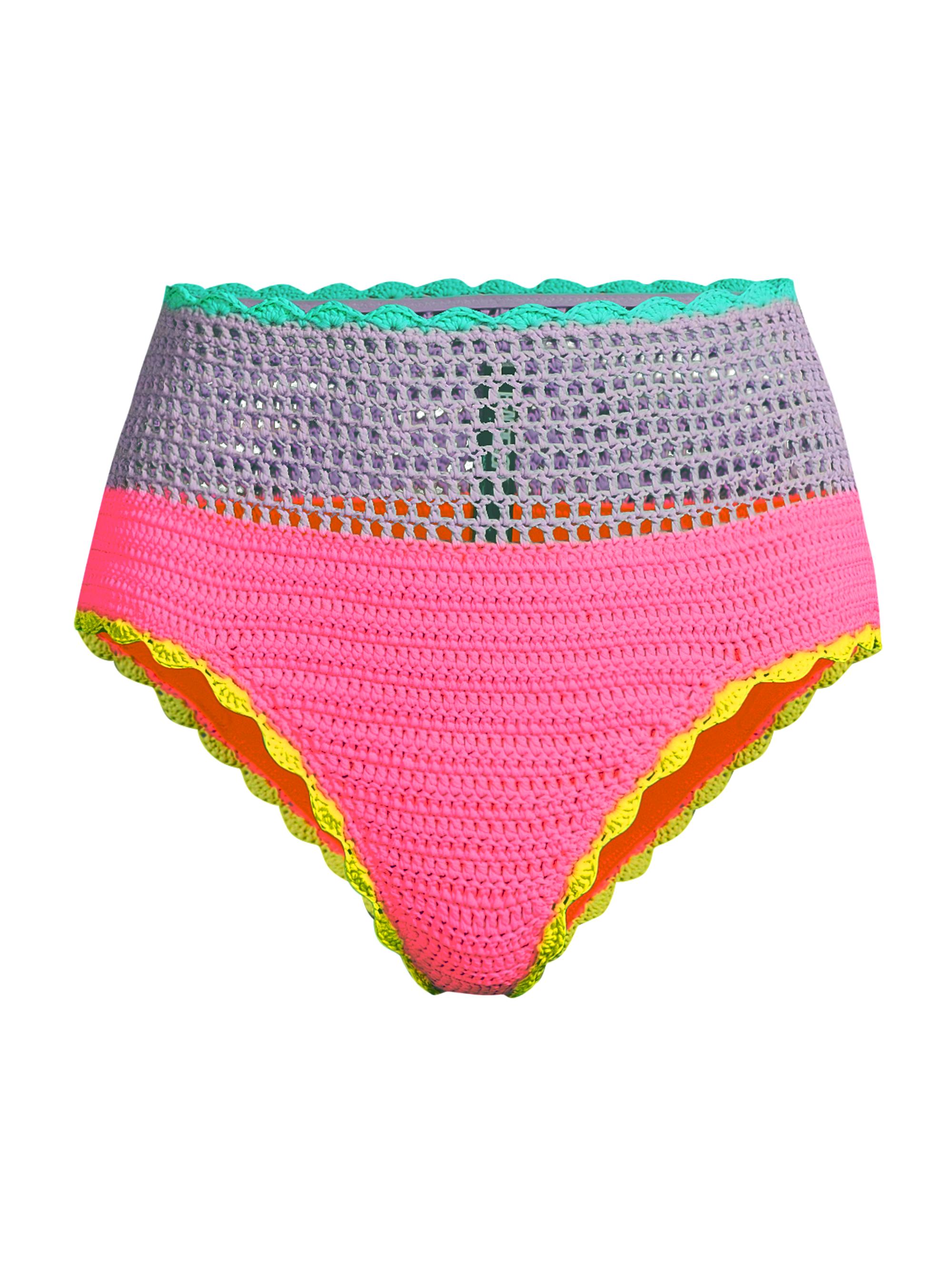 Beach Riot Women's Brinley High-Rise Crochet Bikini Bottom - Technicolor Rays