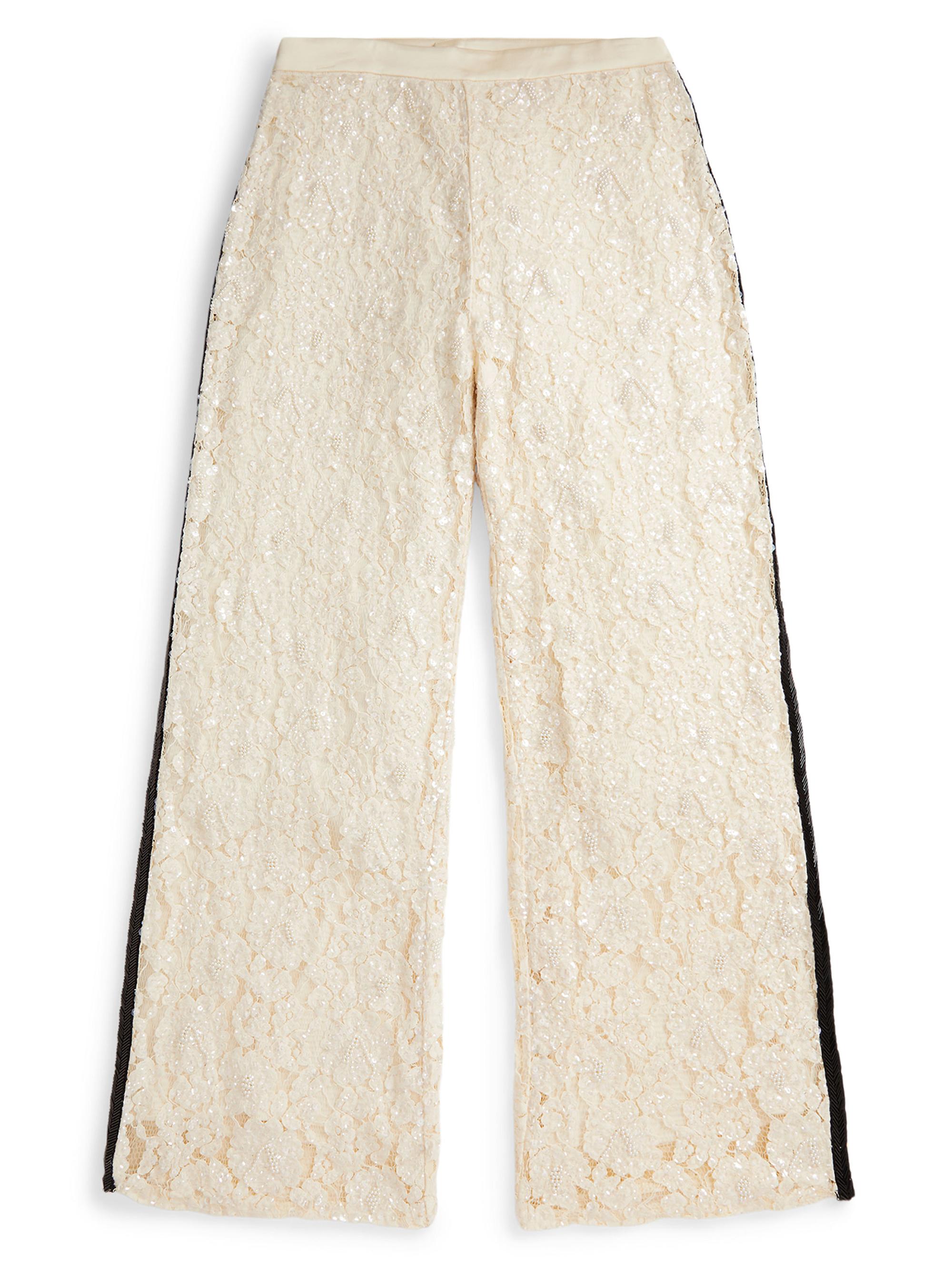 Polo Ralph Lauren Women's Lace Embellished Tuxedo Pants - Herbal Milk