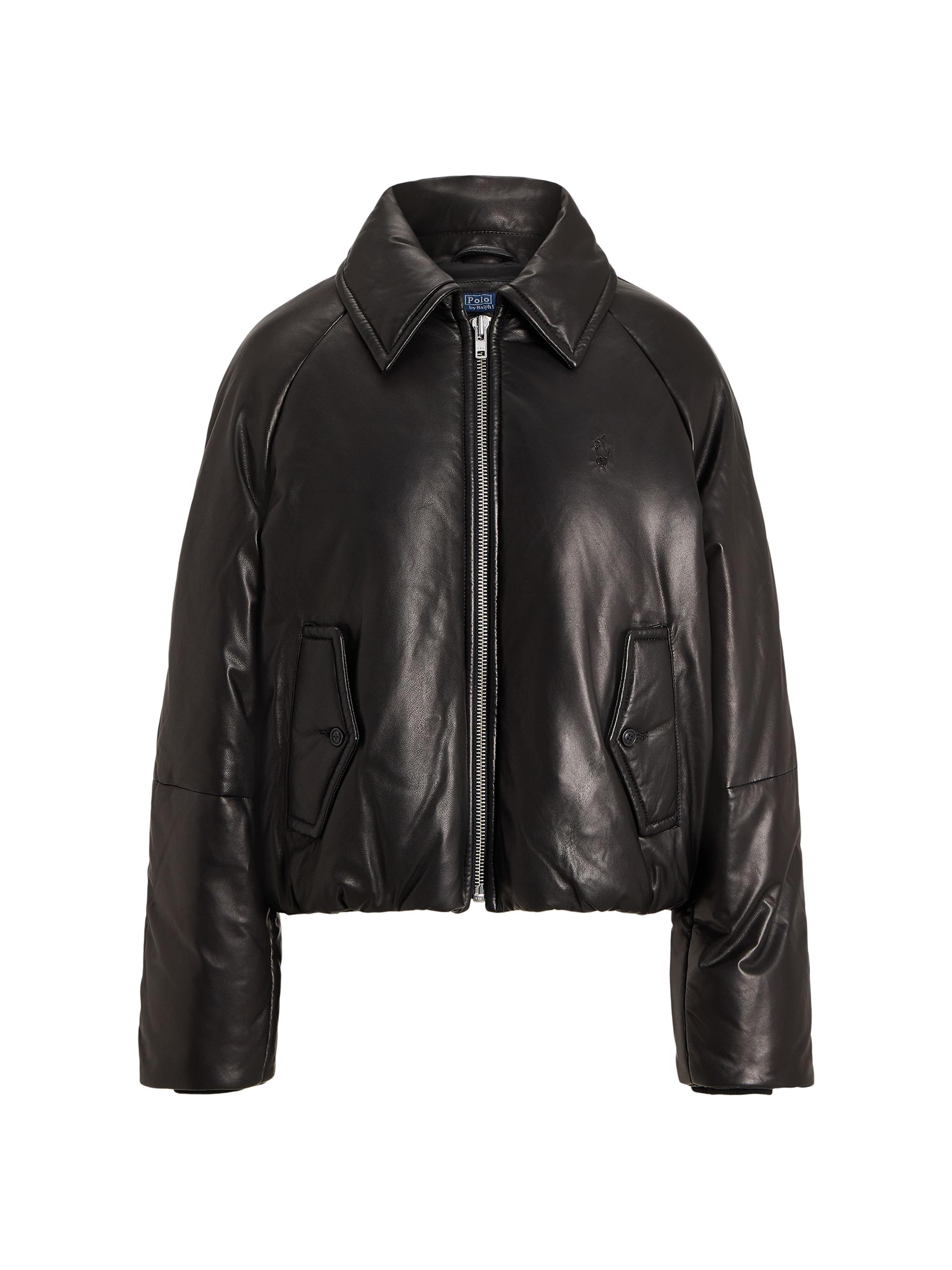 Polo Ralph Lauren Women's Padded Leather Bomber Jacket - Polo Black