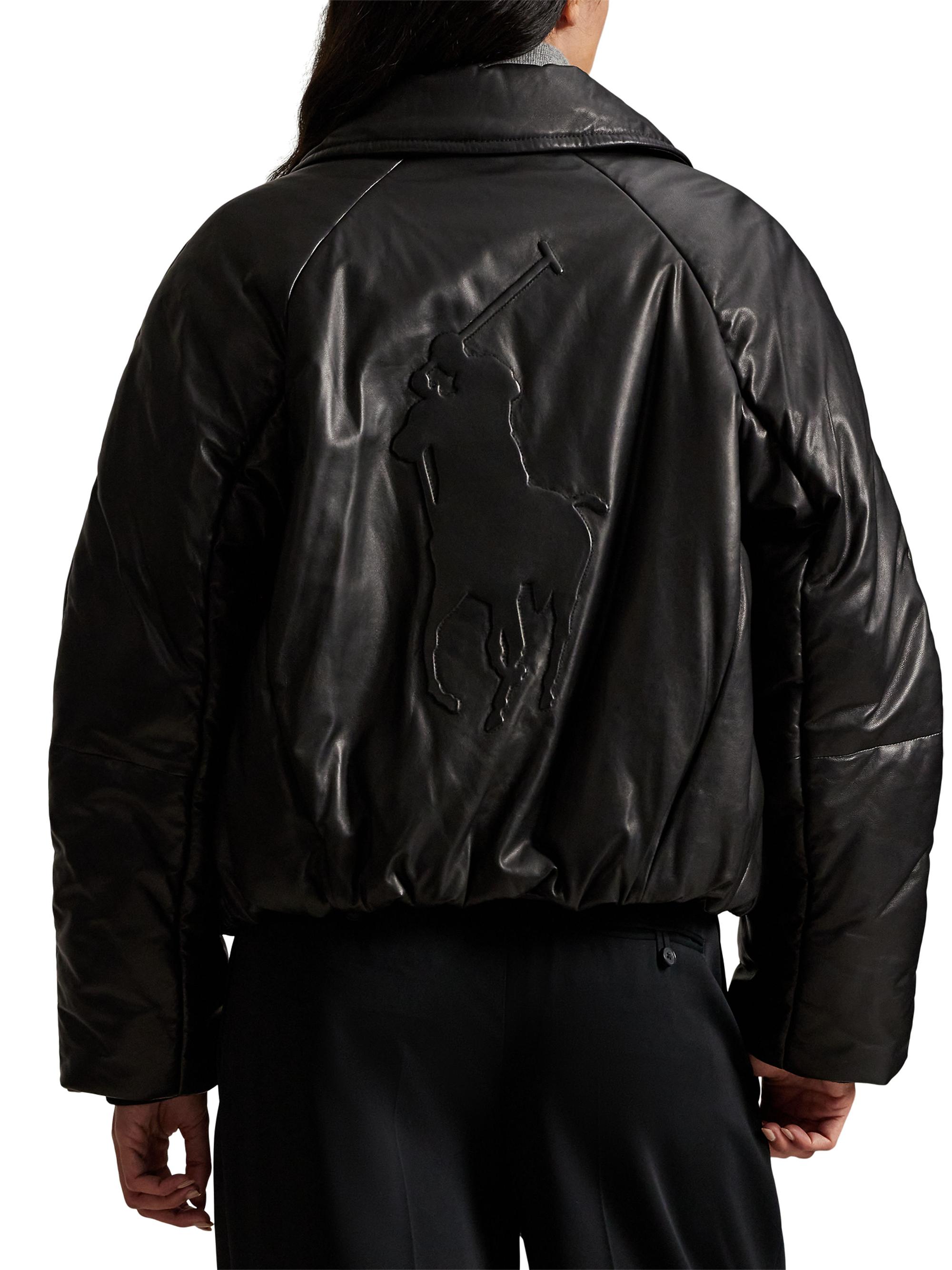 Padded Leather Bomber Jacket
