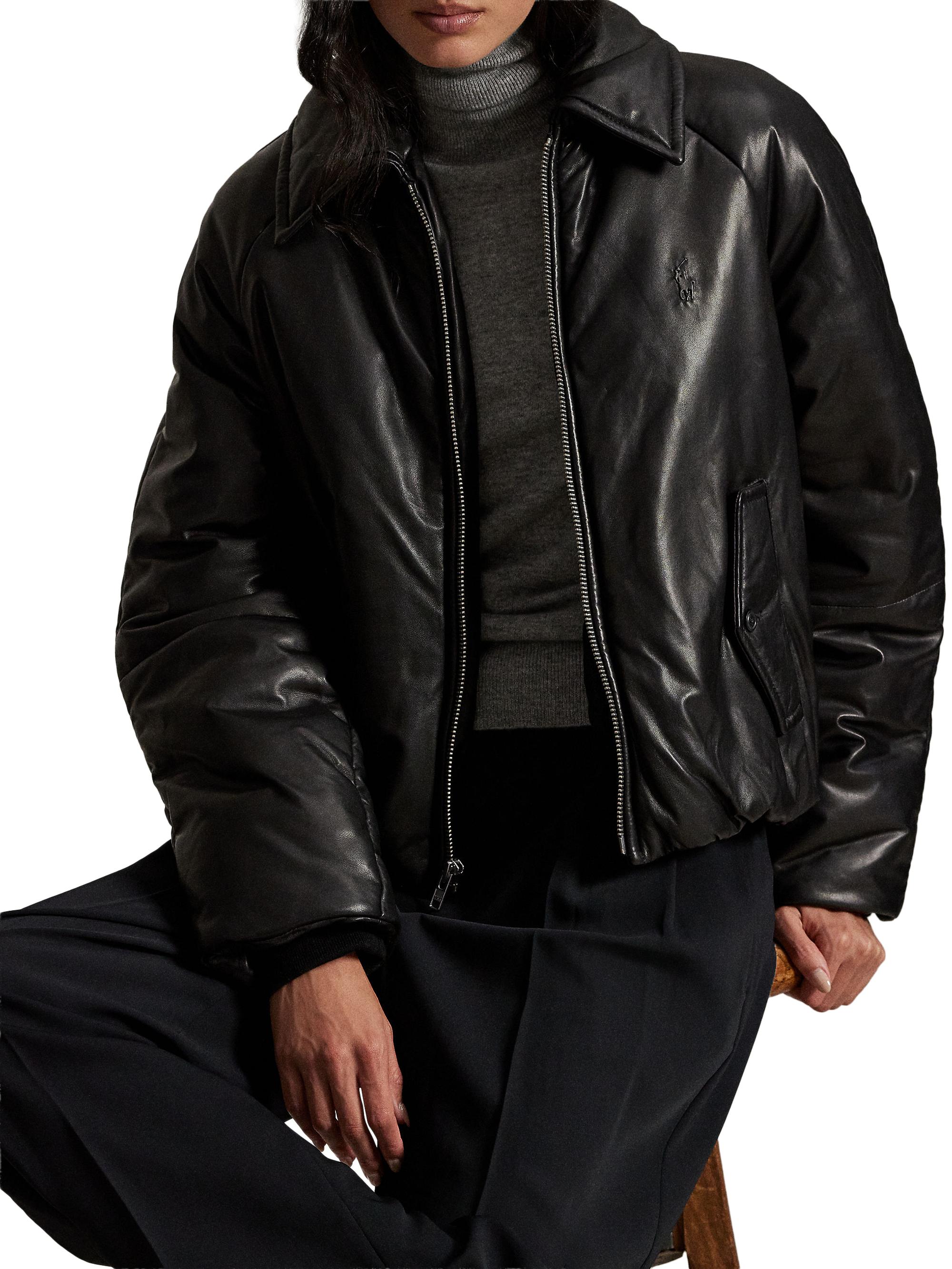 Padded Leather Bomber Jacket