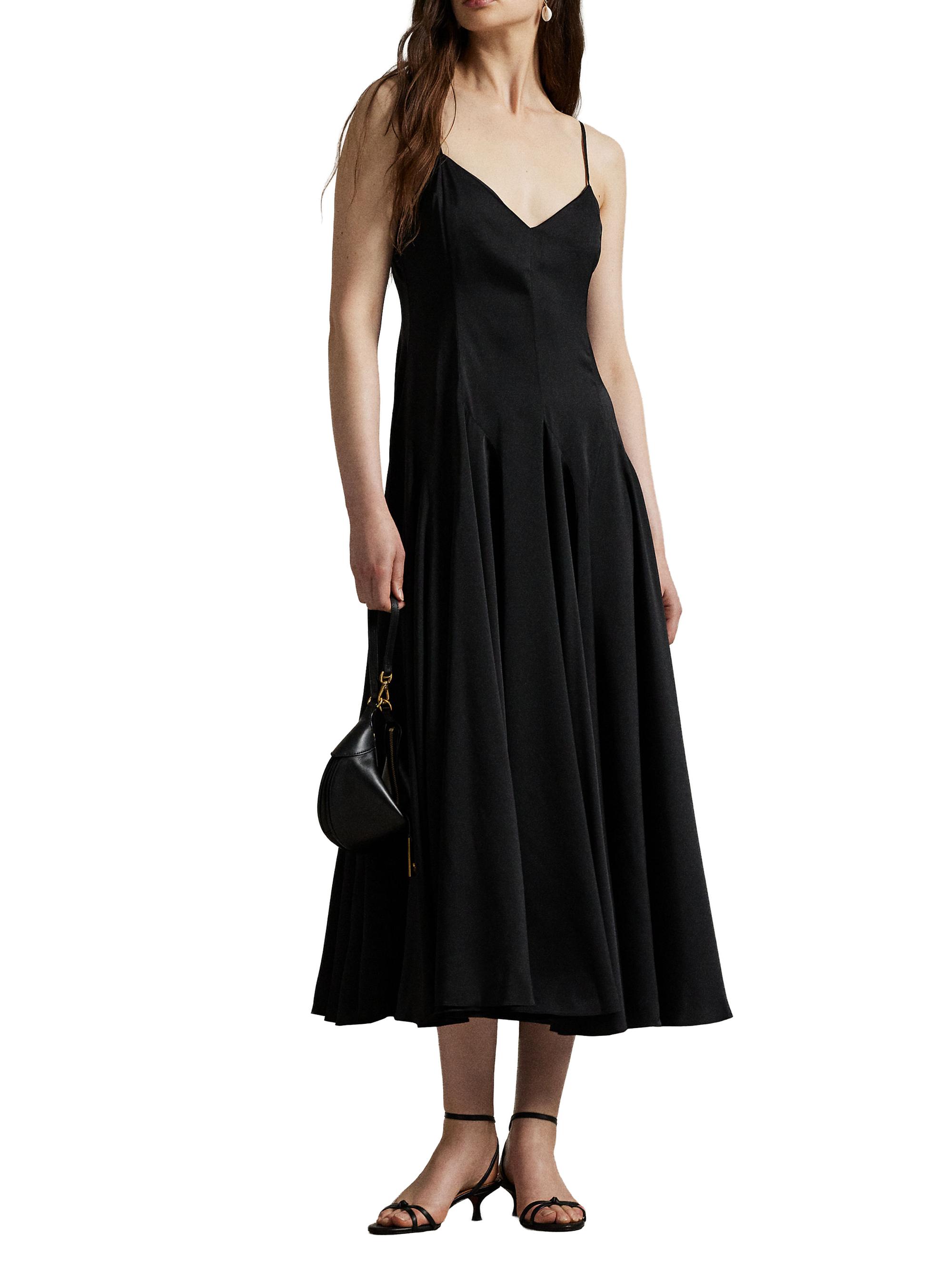 Polo Ralph Lauren Sateen Sleeveless A-Line Midi-Dress | Saks Fifth Avenue