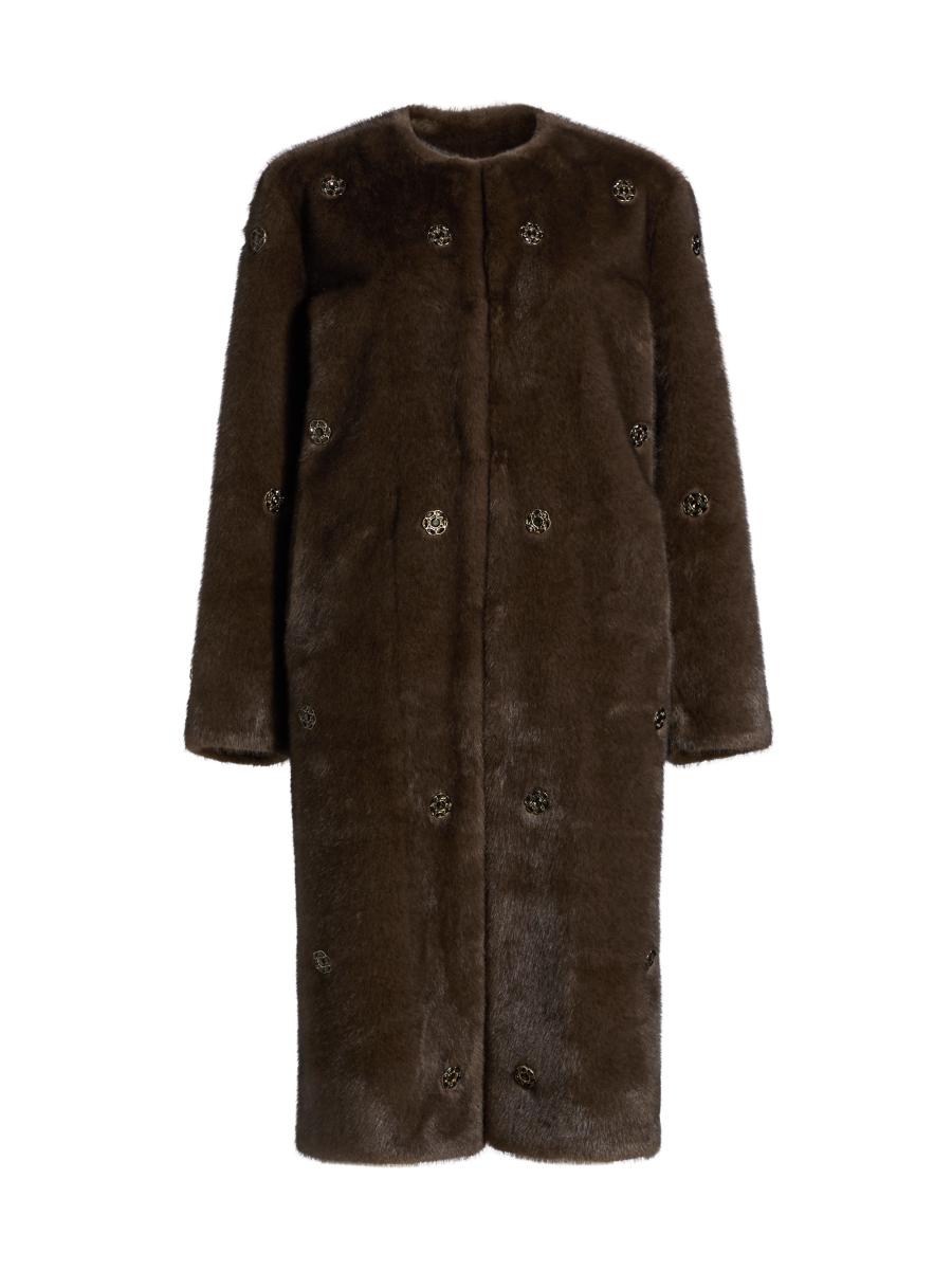 Elie Tahari Women's Celeste Embellished Faux-fur Coat