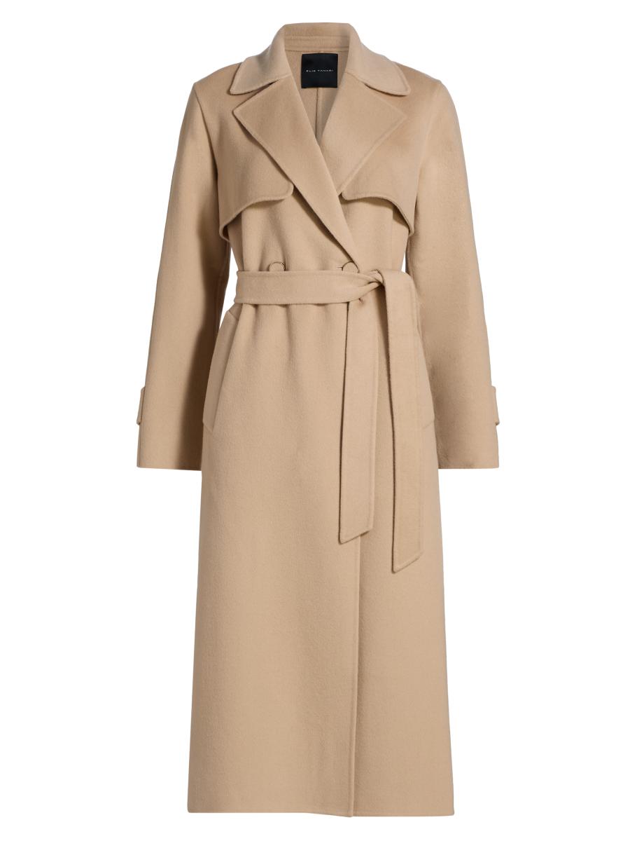 美品☆特価☆ELIE TAHARI☆高級メリノウール ボレロ☆ベージュS Elie Tahari Nora Wool-Blend Belted Coat | Saks Fifth Avenue