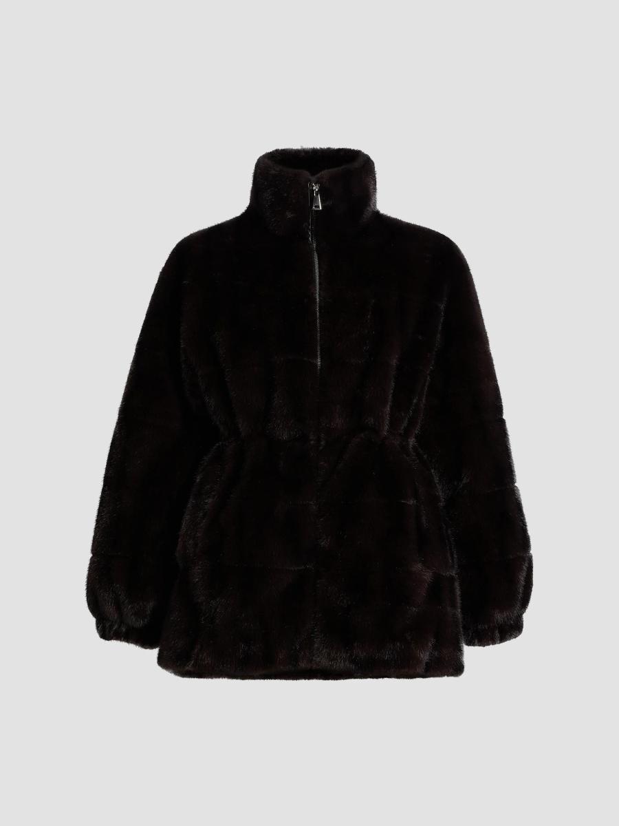 レディース ジア着用 ETMON High Neck Fur Zip Up Jacket