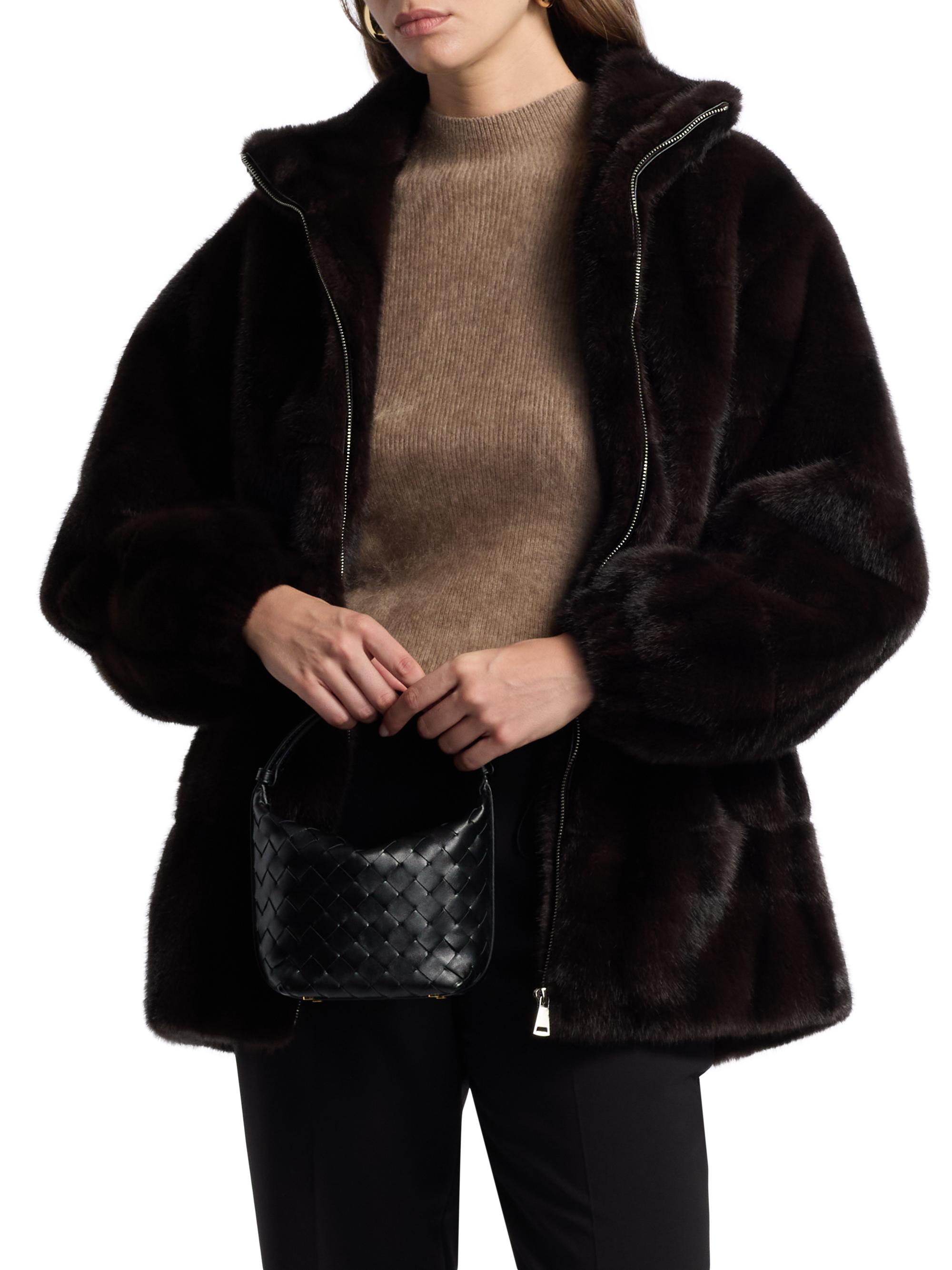 Elie Tahari The Eliana Faux- Fur Zip-Front Coat | Saks Fifth Avenue