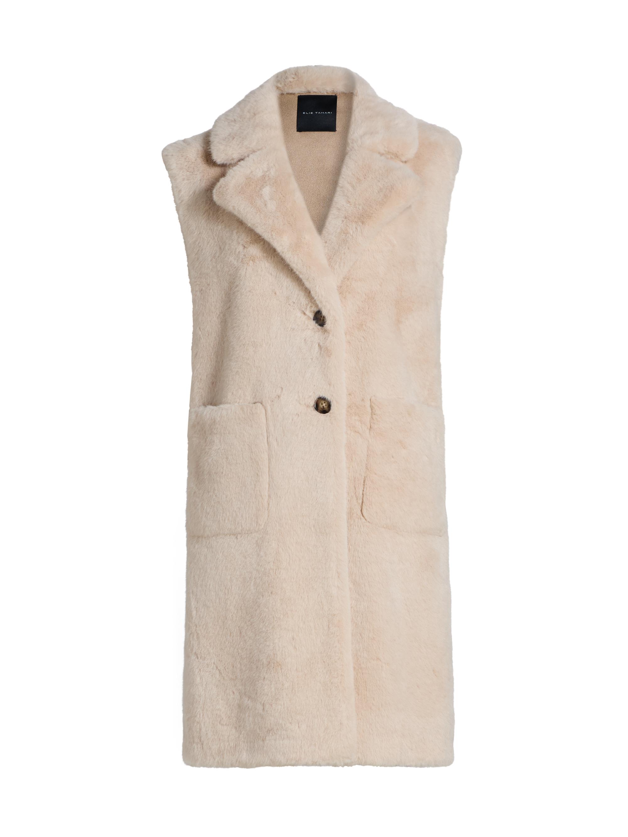 Elie Tahari Women's Fallon Faux-Fur Longline Vest - Spun Cashmere