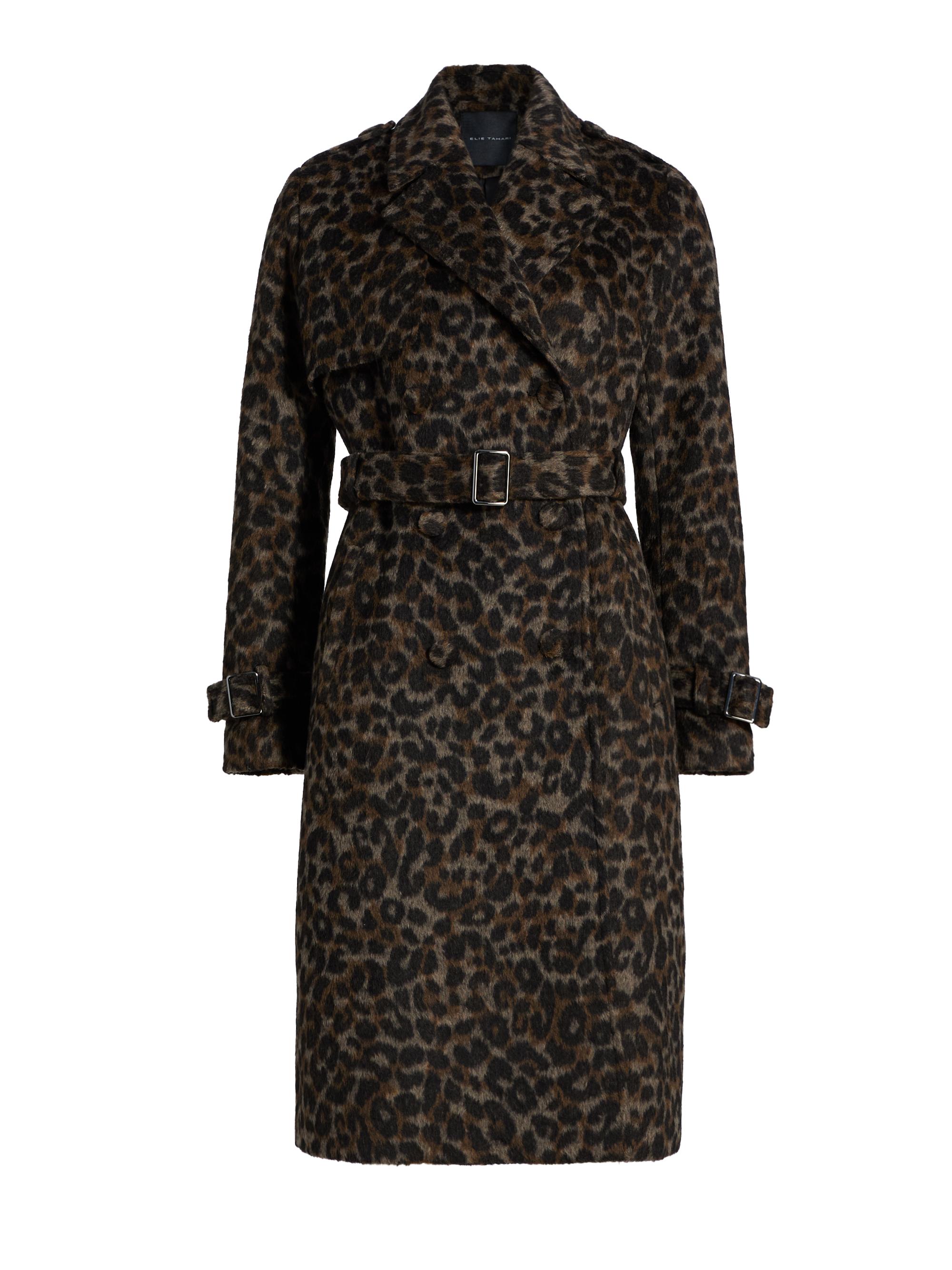 Elie Tahari Women's Courtney Leopard-Print Belted Coat - Leopard