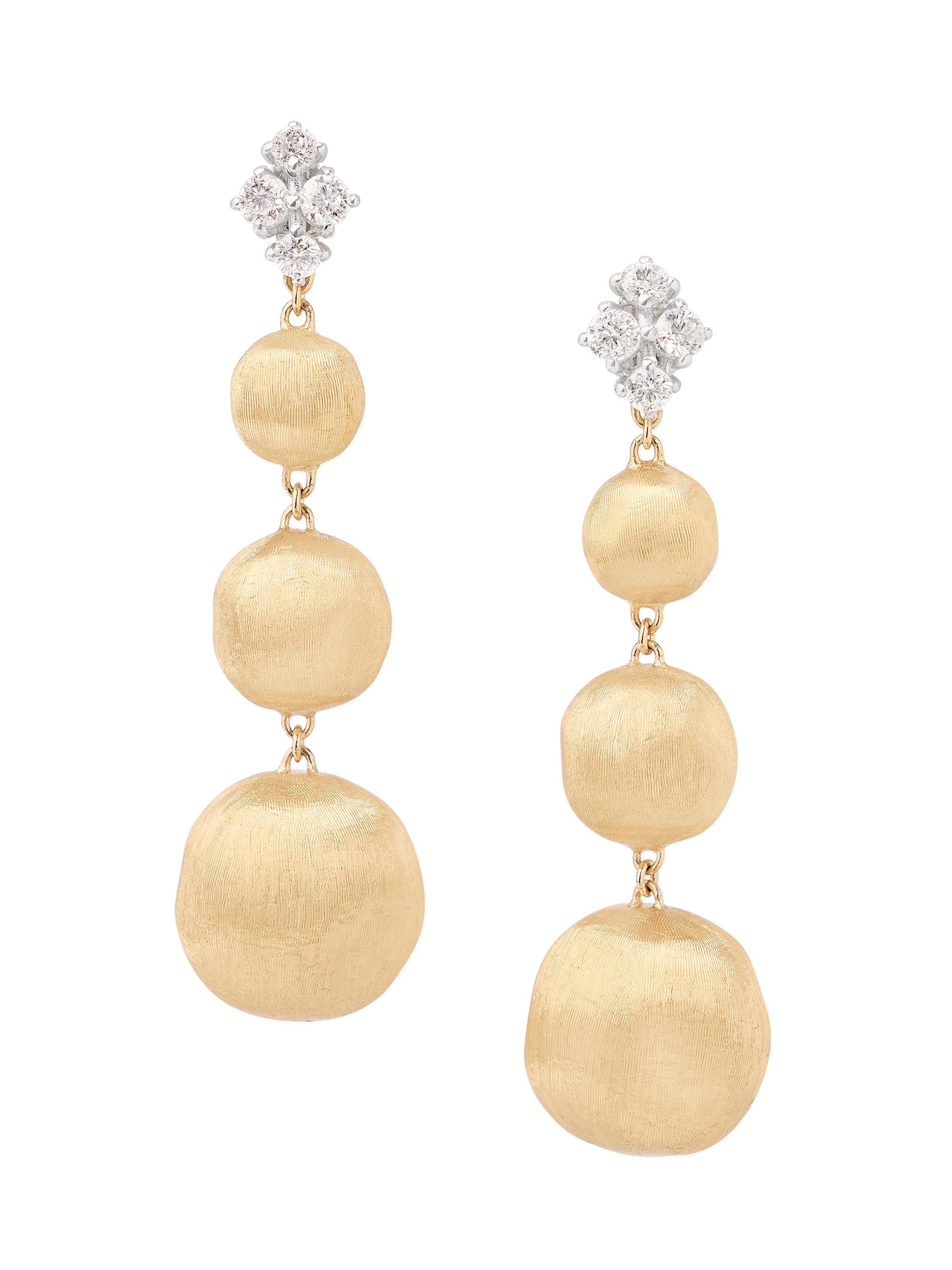 Marco Bicego Women's Africa Two-Tone 18K Gold & 0.55 TCW Diamond Graduated Drop Earrings - Yellow Gold