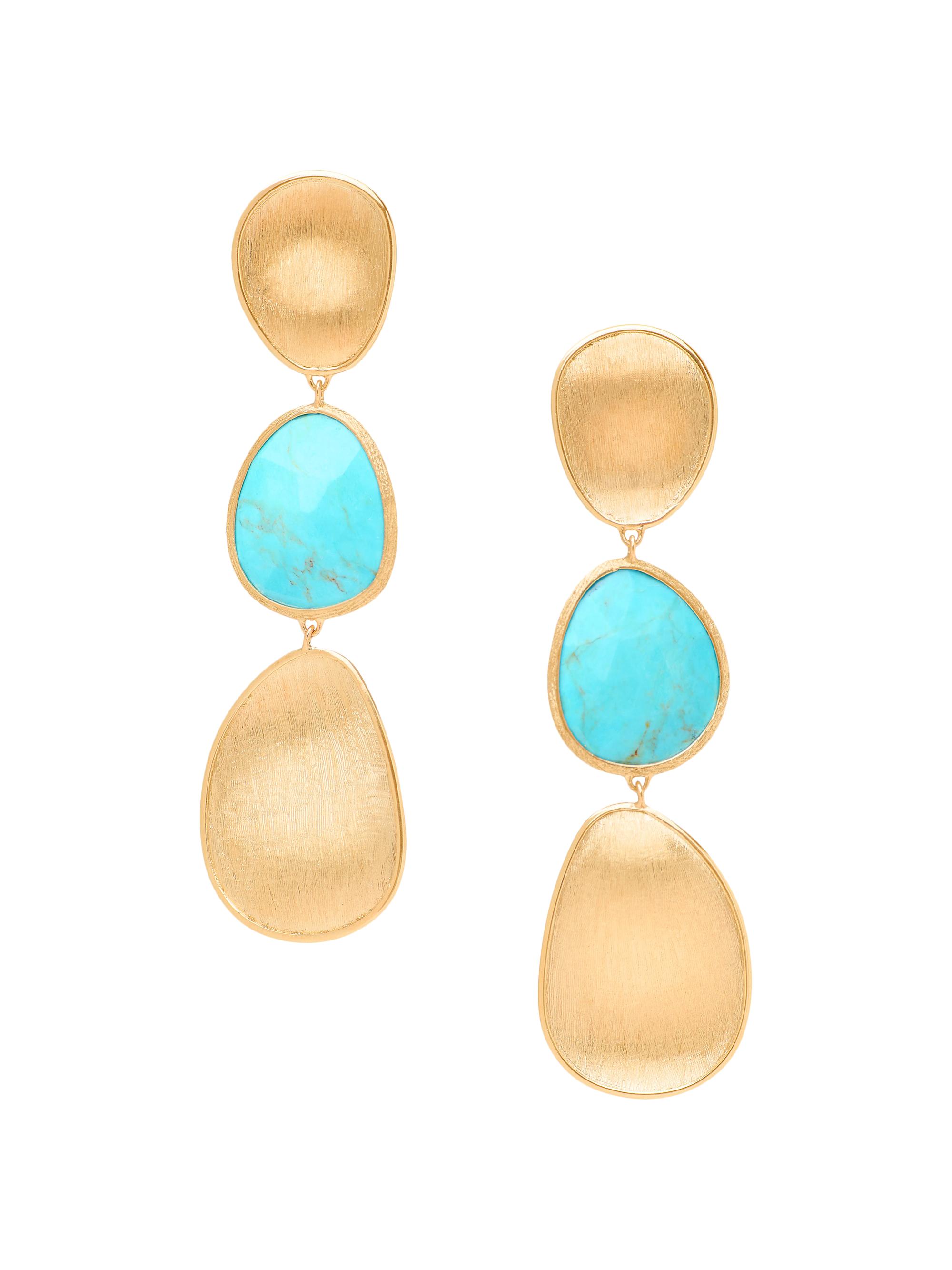 Marco Bicego Women's Lunaria 18K Yellow Gold & Gemstone Triple Drop Earrings - Red
