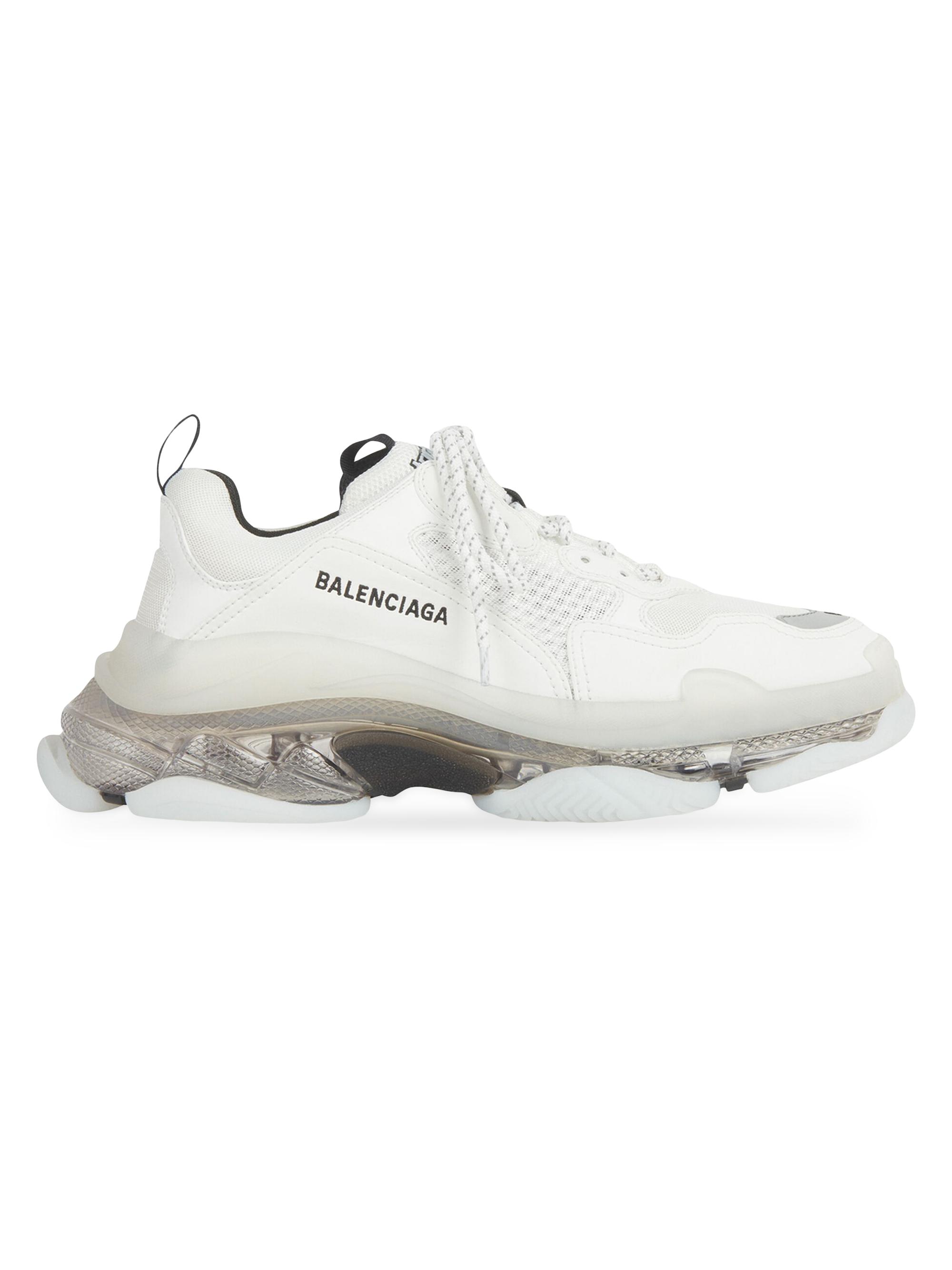 Balenciaga Men's Triple S Clear Sole Sneakers - White Grey