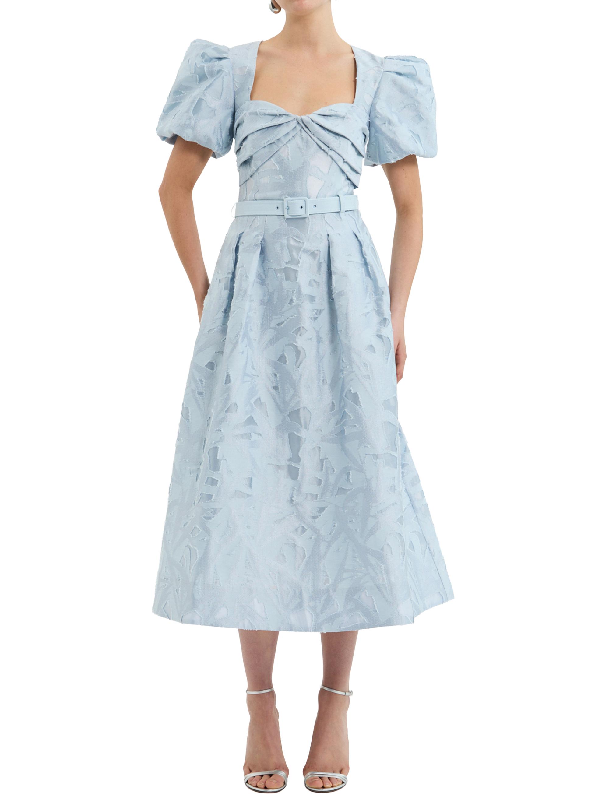 Rebecca Vallance Women's Anneli Jacquard Belted Midi-Dress - Soft Blue