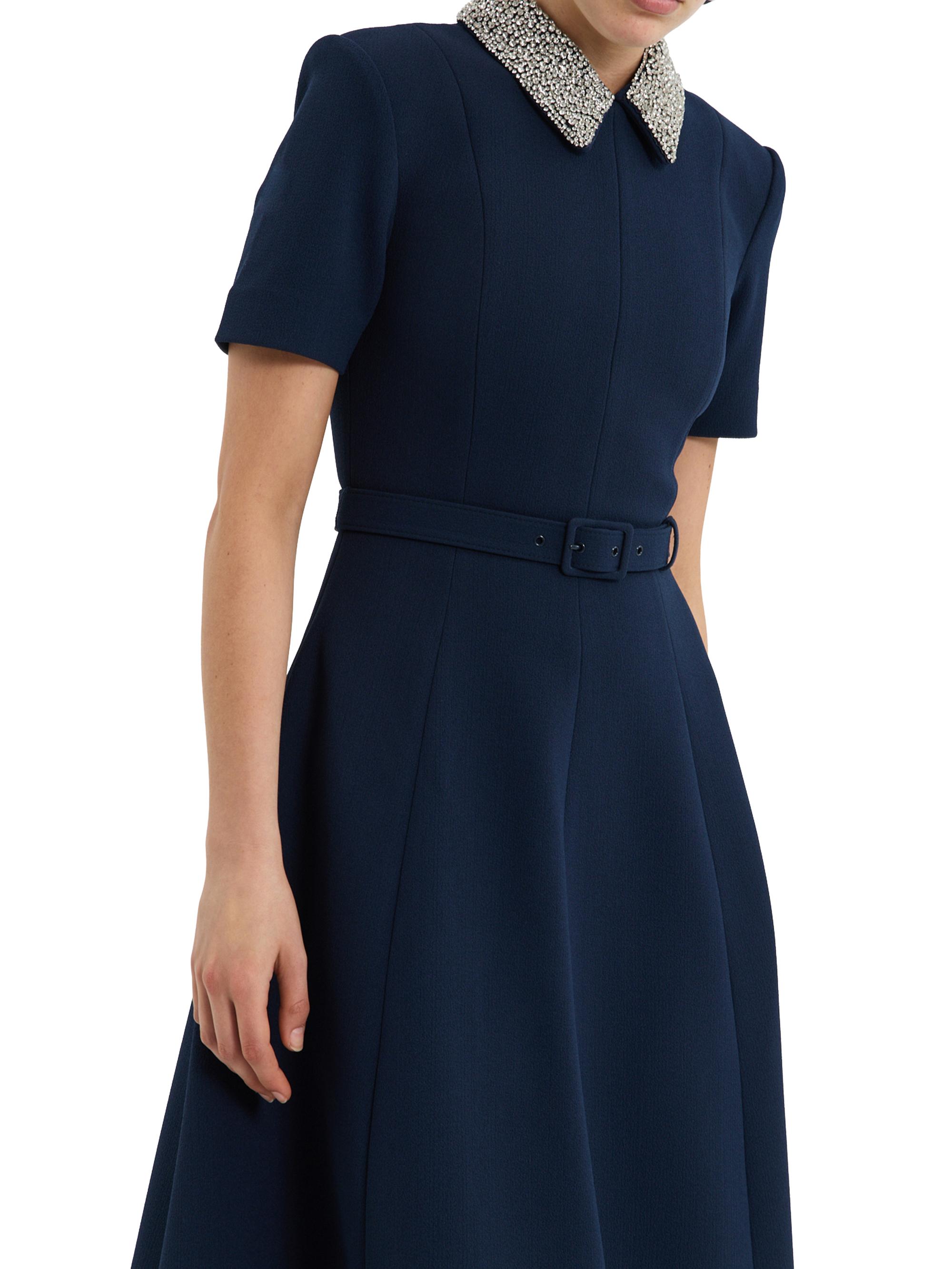 Rebecca Vallance Xena Embellished Stretch-Crepe Belted Midi-Dress