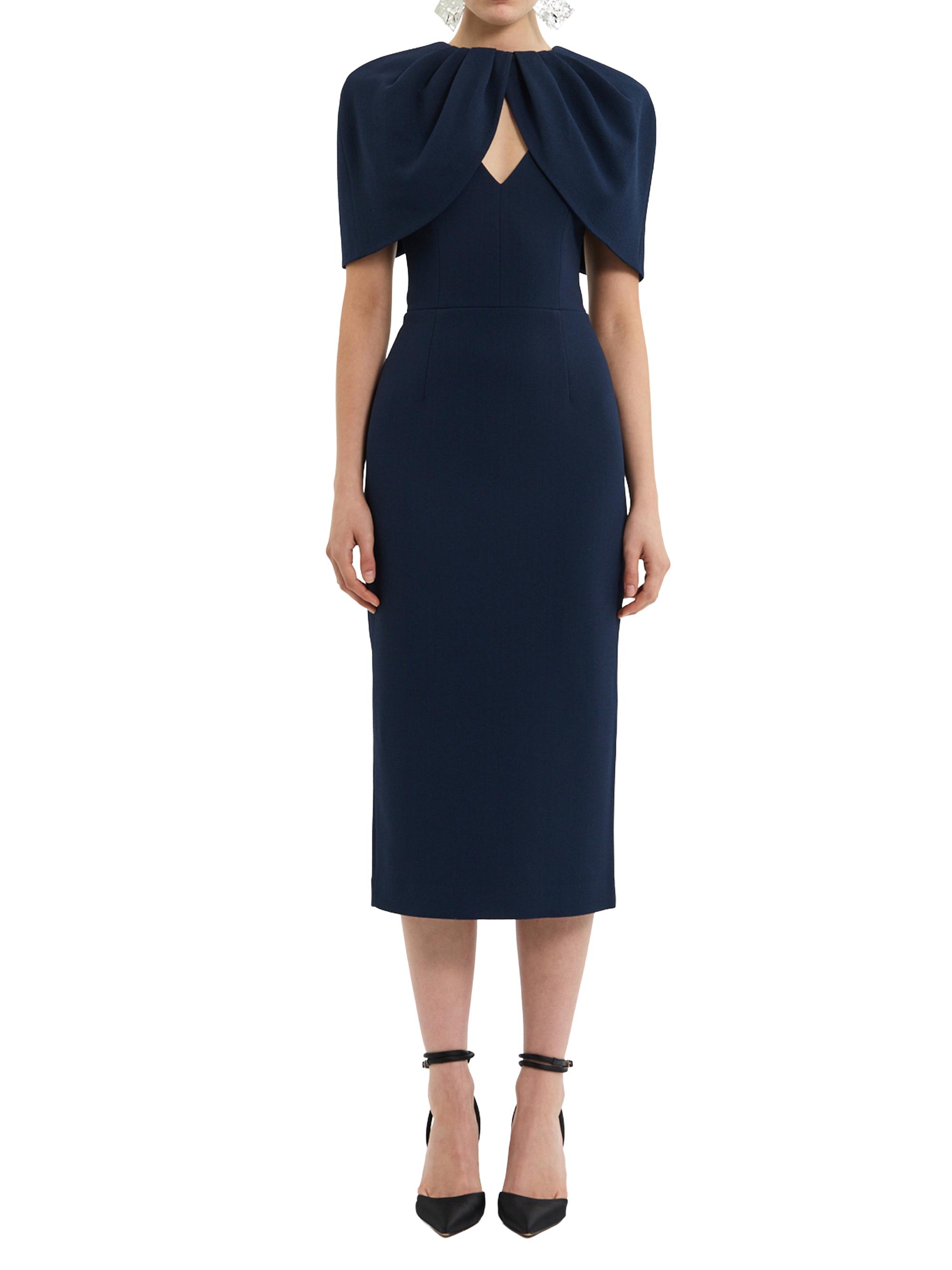 Rebecca Vallance Women's Xena Embellished Stretch-Crepe Cape Midi-Dress - Navy