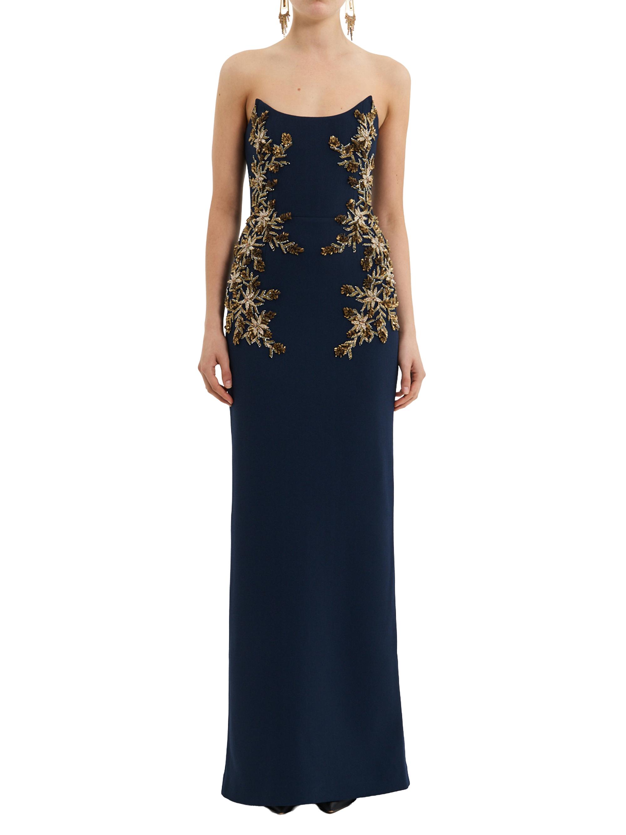Rebecca Vallance Women's Orla Embellished Stretch-Crepe Strapless Gown - Navy