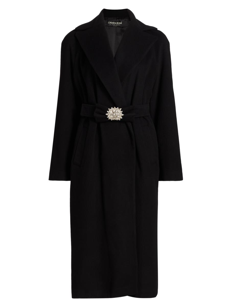 Chiara Boni La Petite Robe Exbal Embellished Virgin Wool-Blend Belted ...