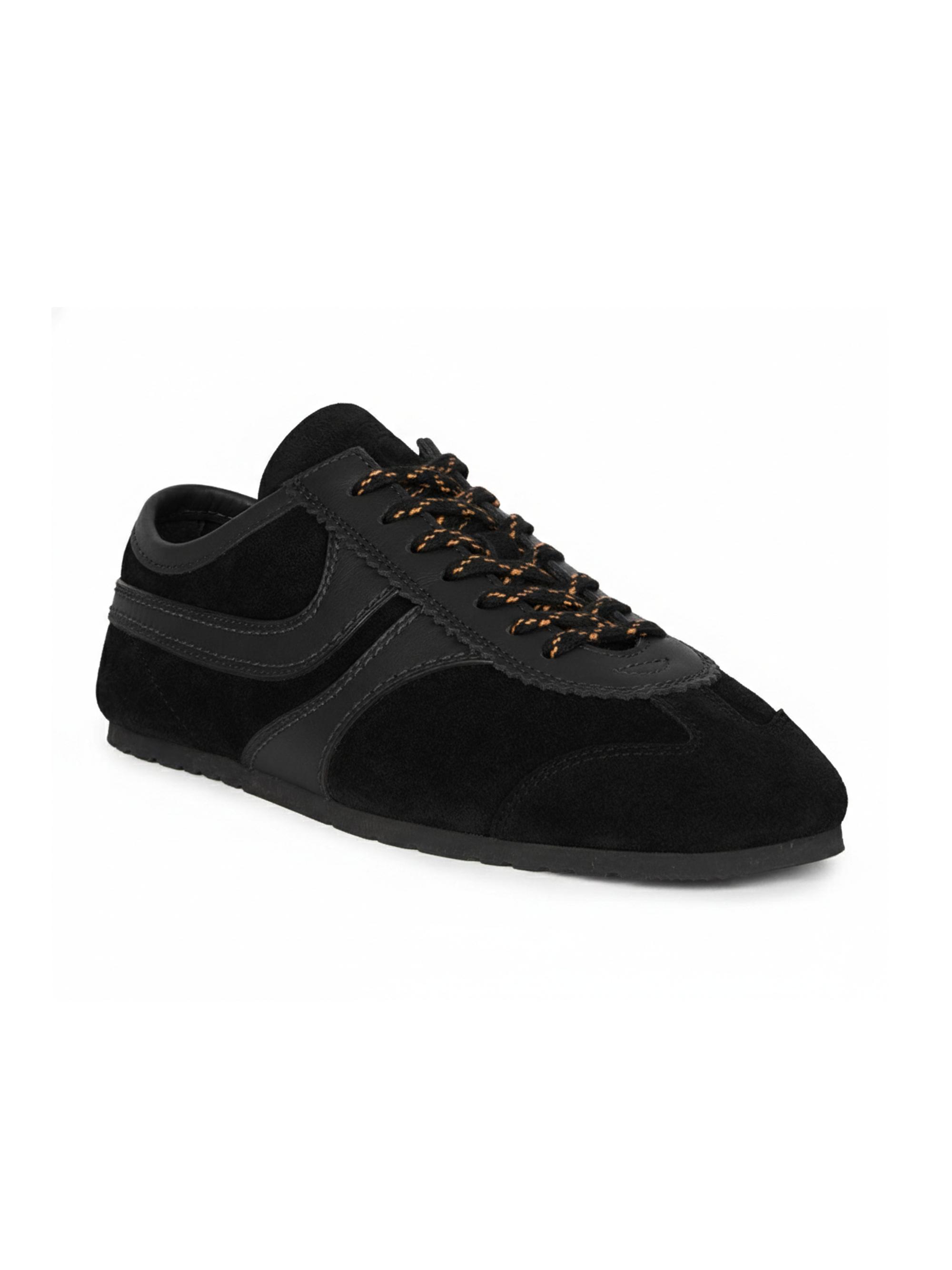 Dries Van Noten Women's Suede Leather-Trimmed Sneakers - Black - back view in Black