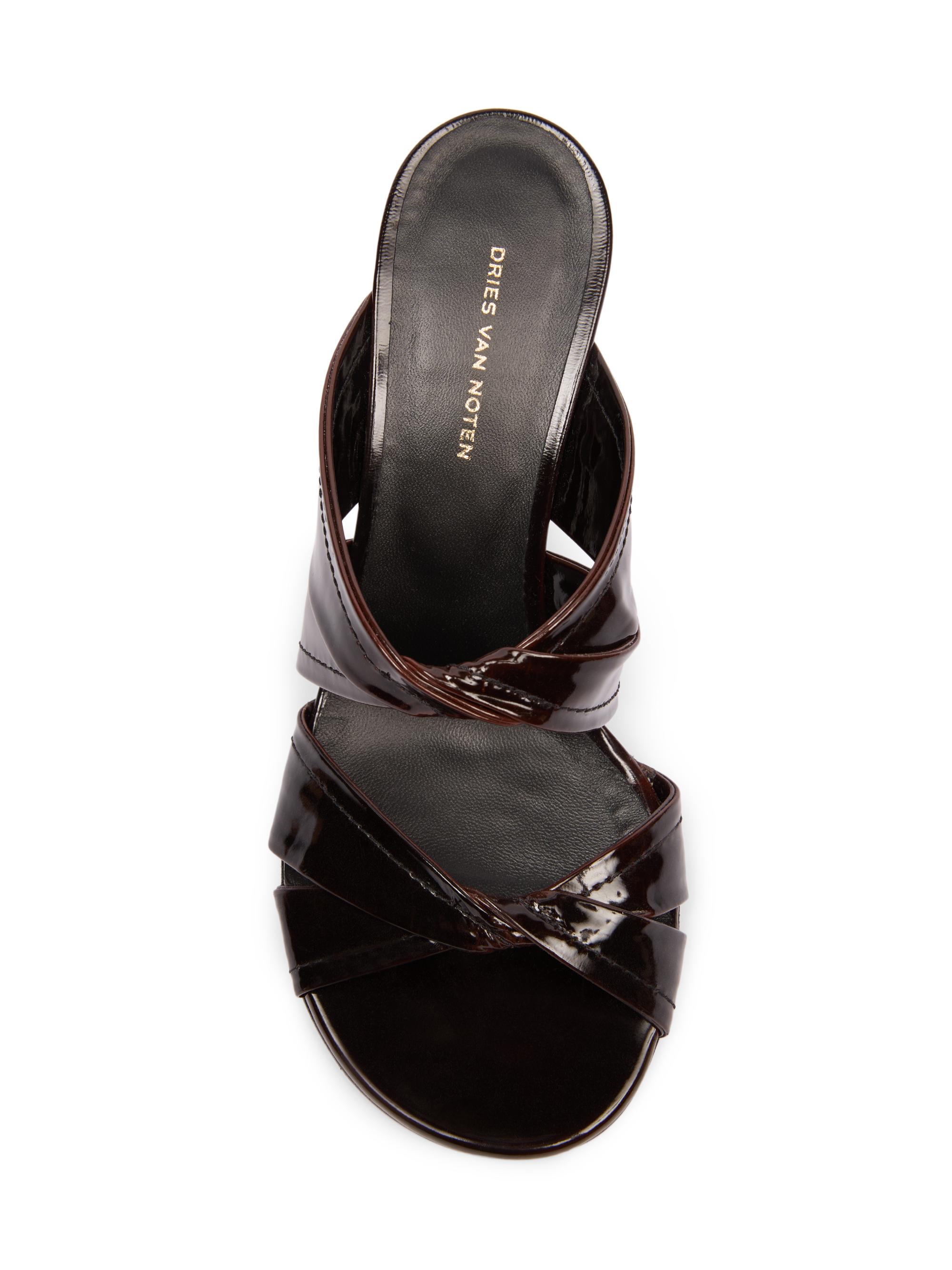 Dries Van Noten Knotted Leather Wedge Mules | Saks Fifth Avenue