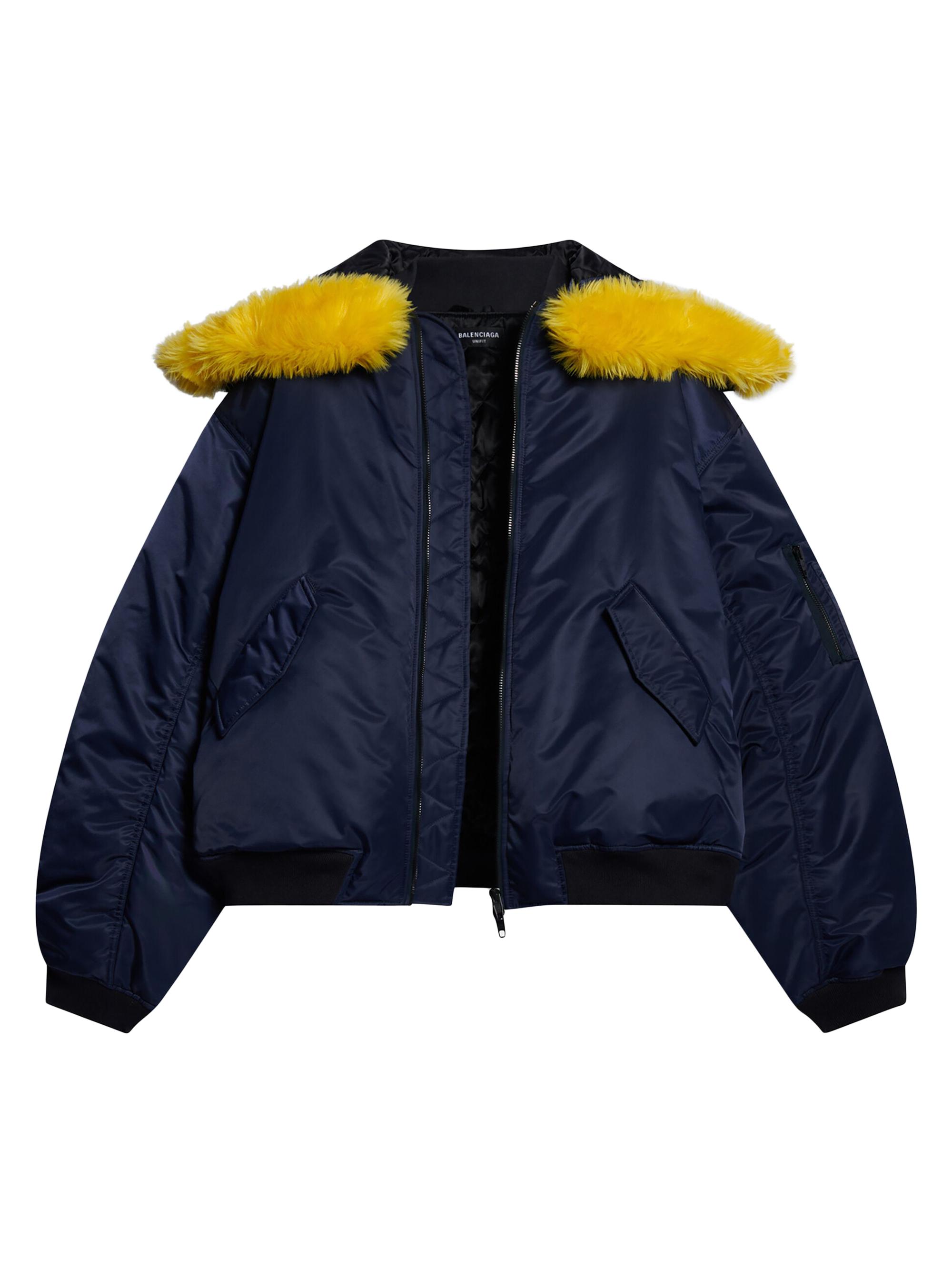 Balenciaga Men's Hooded Bomber Jacket - Blue