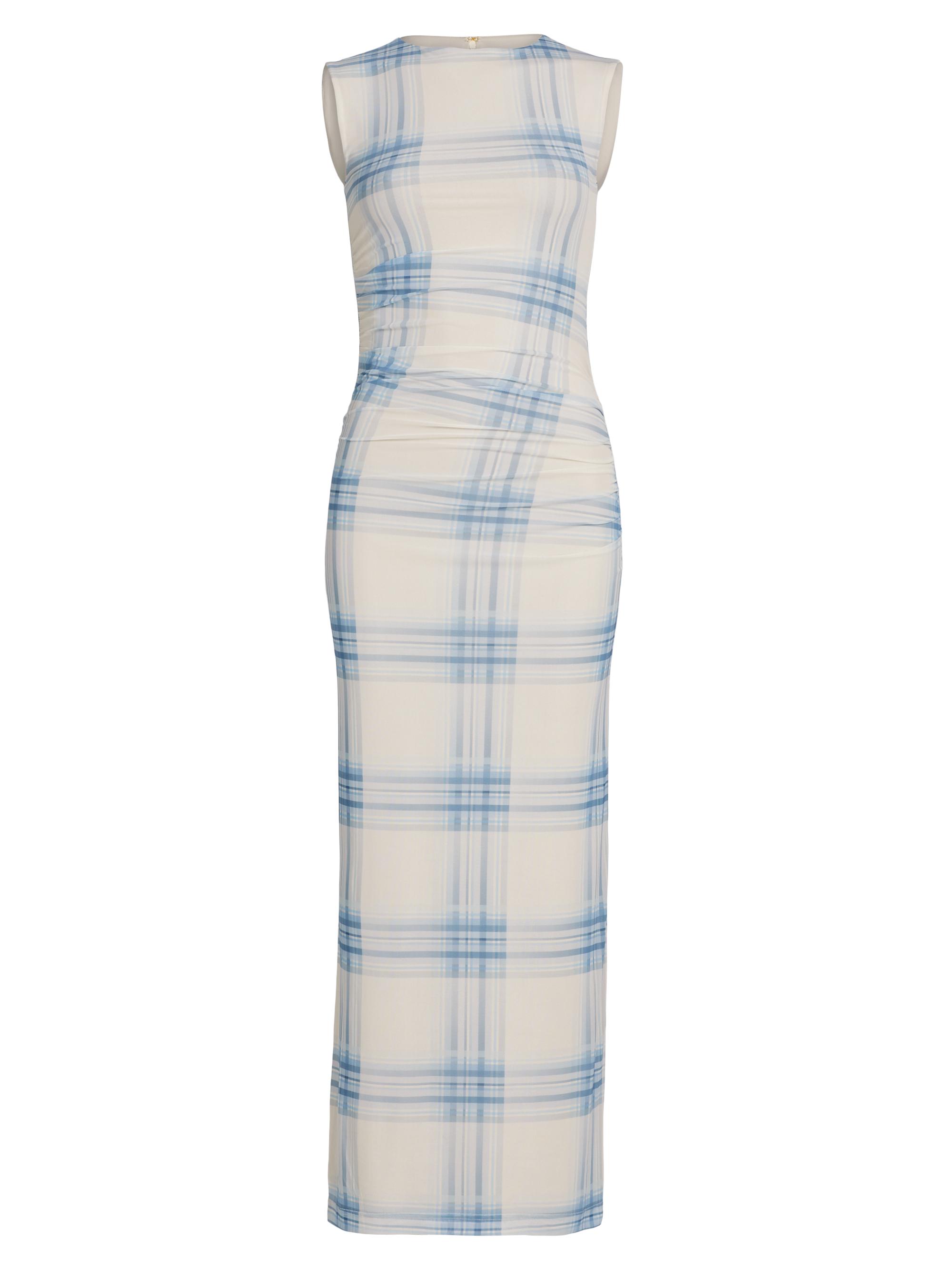 Aston Studio Women's Ariel Mesh Midi-Dress - Cerulean Plaid