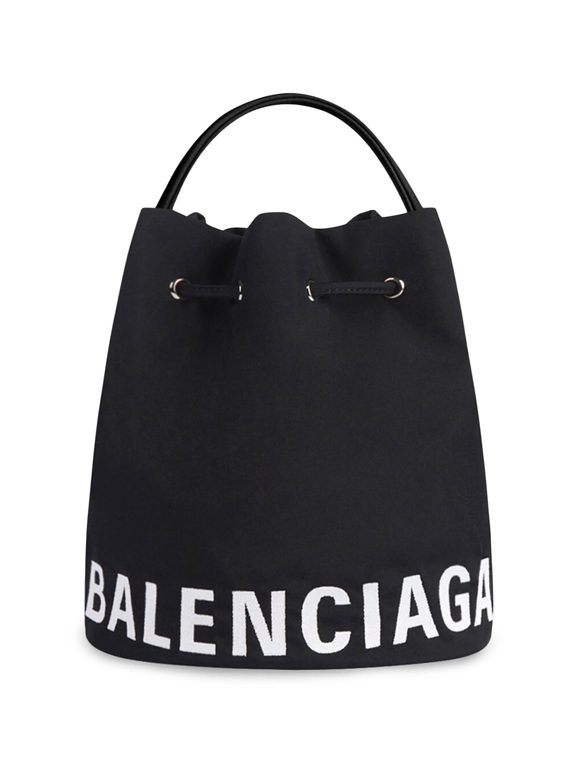 Balenciaga Women's Wheel  Drawstring Bucket Bag - Black - Women's Shoes