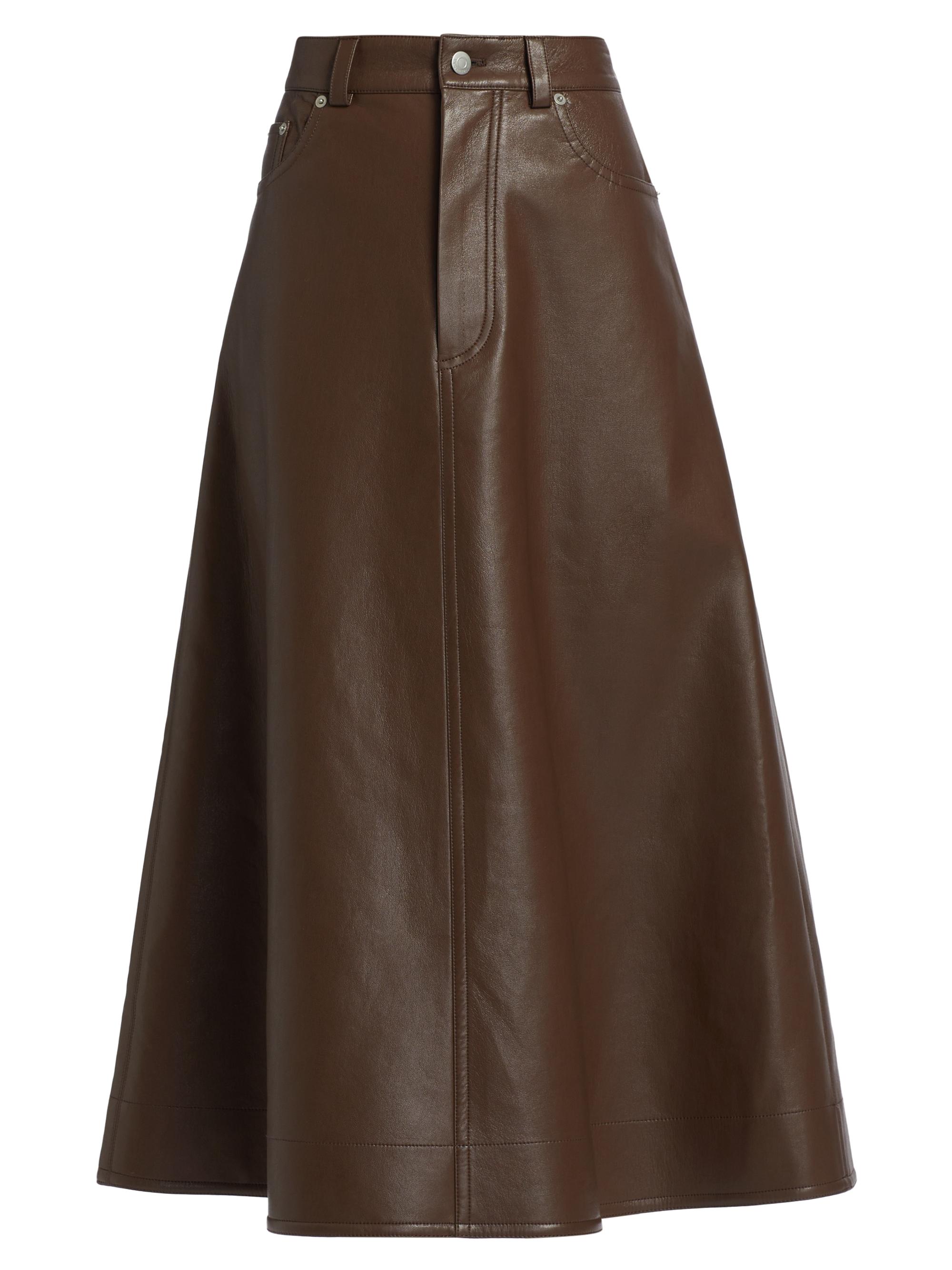 SIMKHAI Mayson Faux-Leather Belted Midi-Skirt | Saks Fifth Avenue