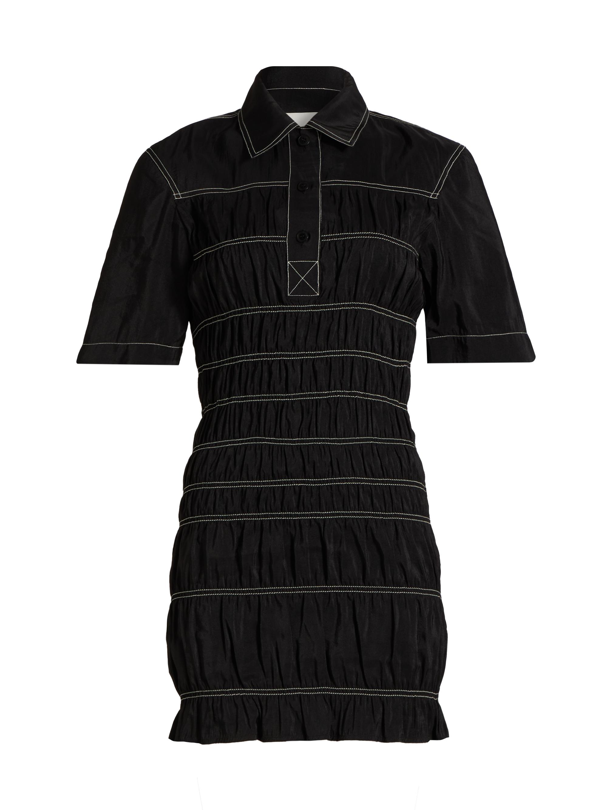 Nanushka Women's Nomia Smocked Poplin Shirtdress - Black