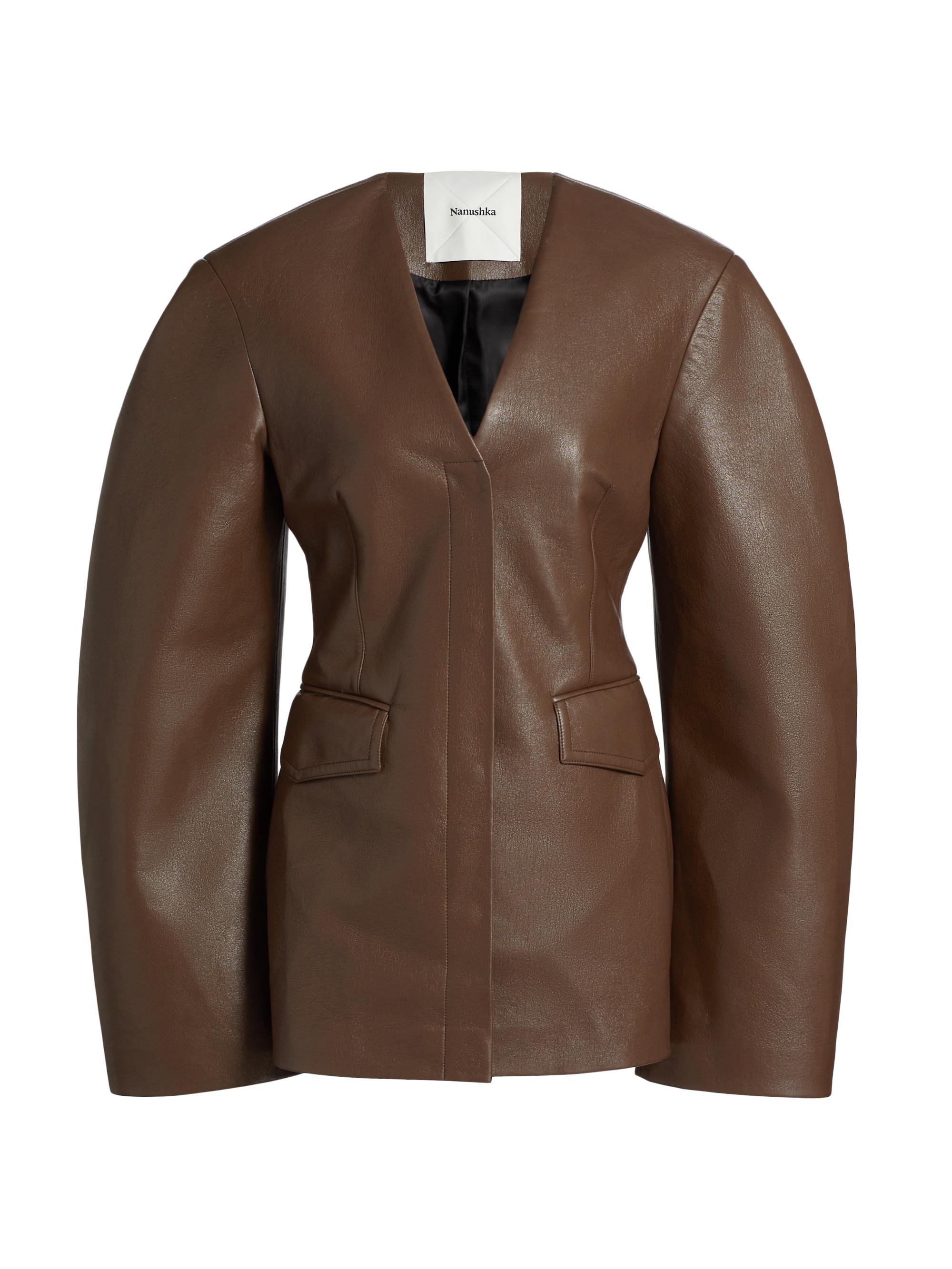 Nanushka Women's Erina Faux Leather Jacket - Chocolate