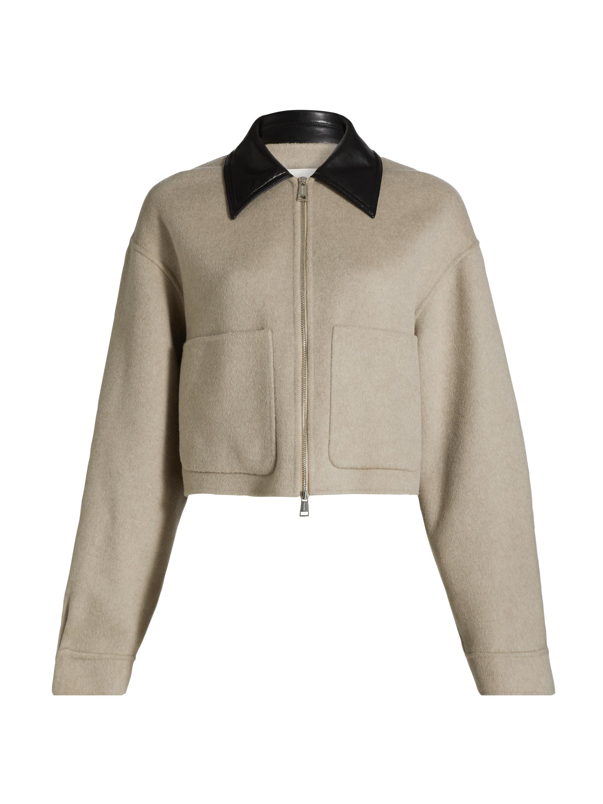 Nanushka Women's Phebe Wool Crop Jacket - Stone Black