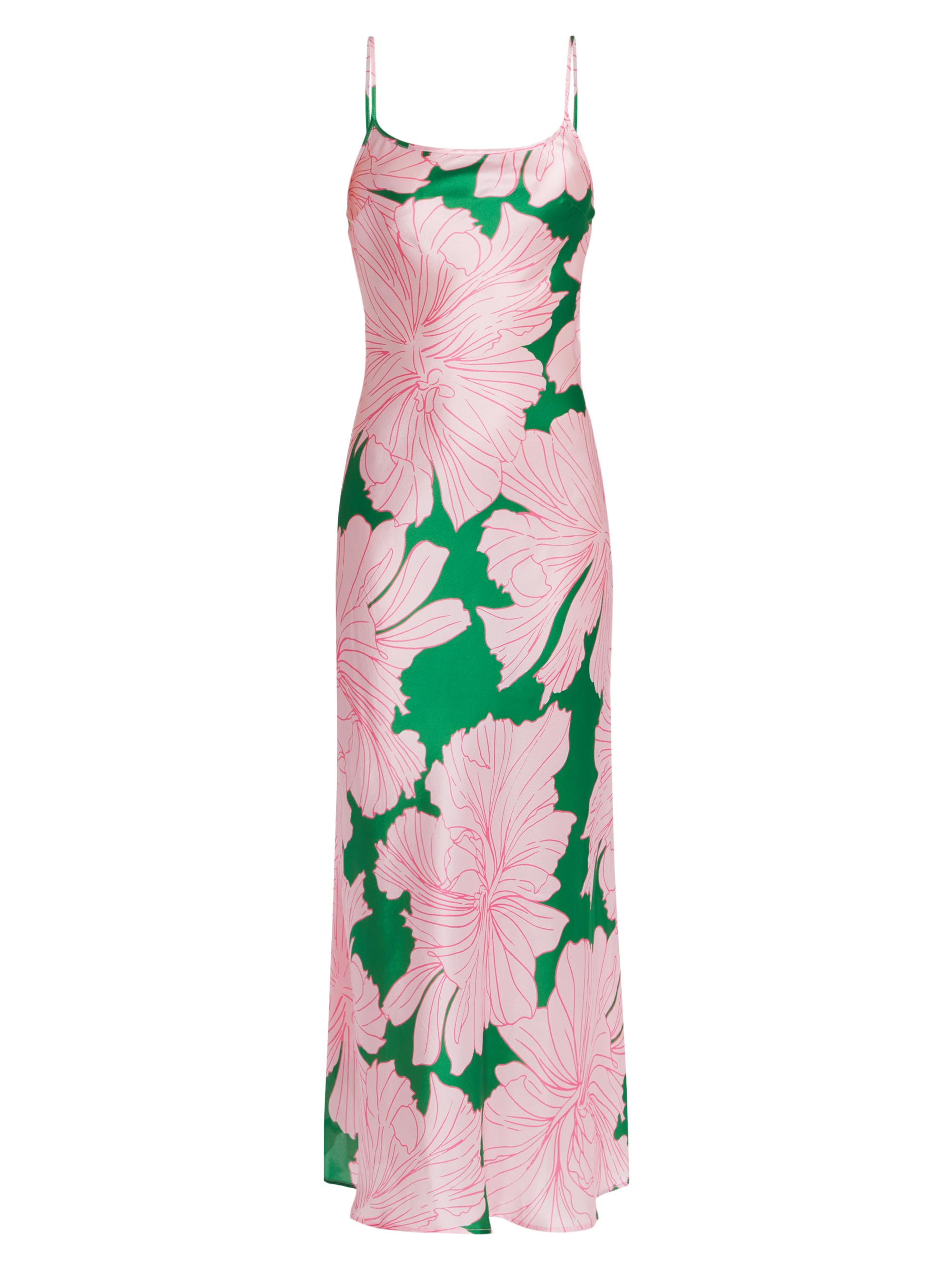 Eywasouls Malibu Women's Sophia Floral Silk Scoopneck Maxi Dress - Pink Green Floral