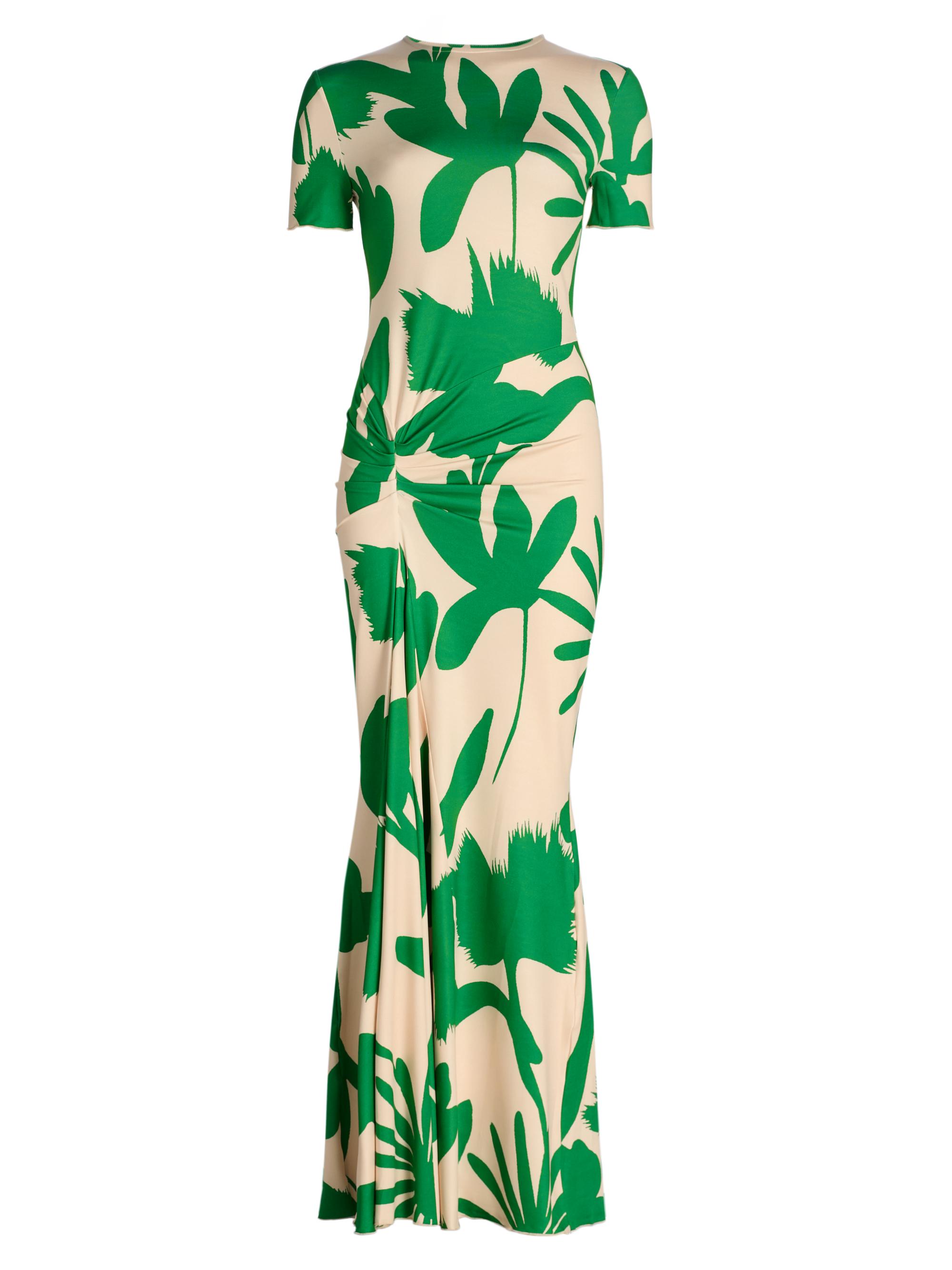 Eywasouls Malibu Women's Annie Leafy Short-Sleeve Gown - Green Blossom - Size Xs, image size:829x1106