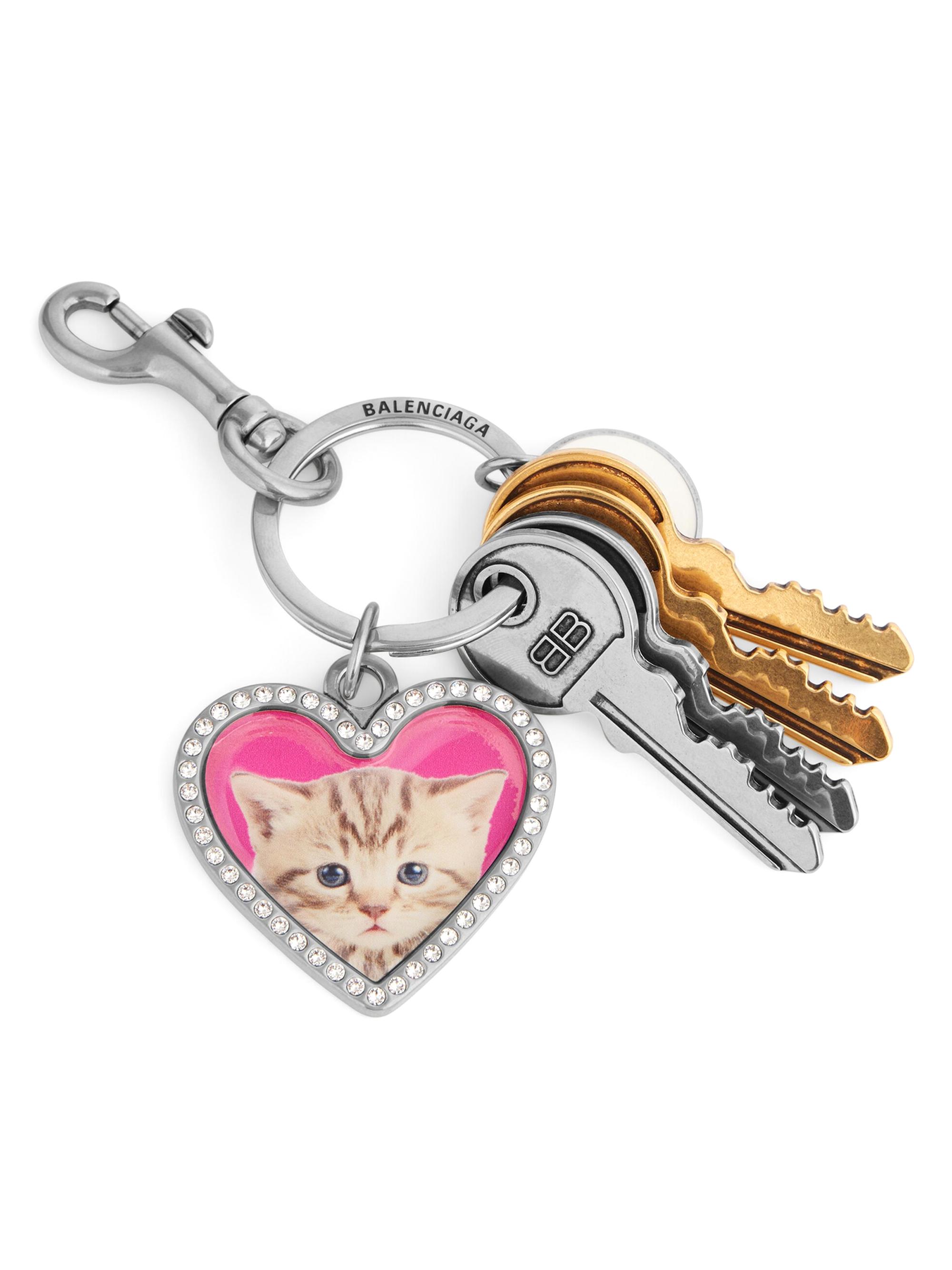 BALENCIAGA バレンシアガ ハートキーリング チャーム キャット Balenciaga Heart Keychain | Saks Fifth Avenue