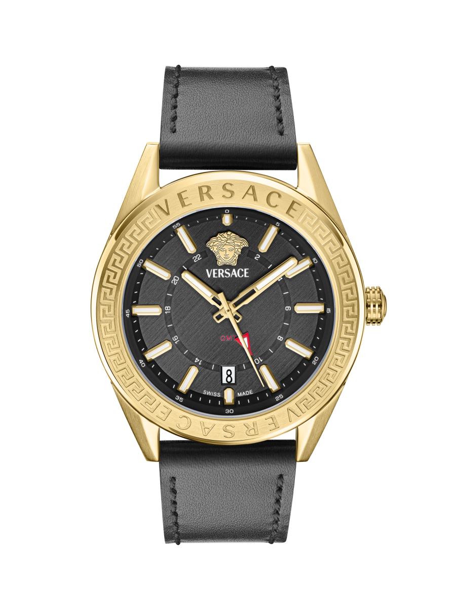 【大注目】 VERSACE V-Codeウォッチ 腕時計 42mm Versace V-Code GMT Leather Watch/42MM | Saks Fifth Avenue