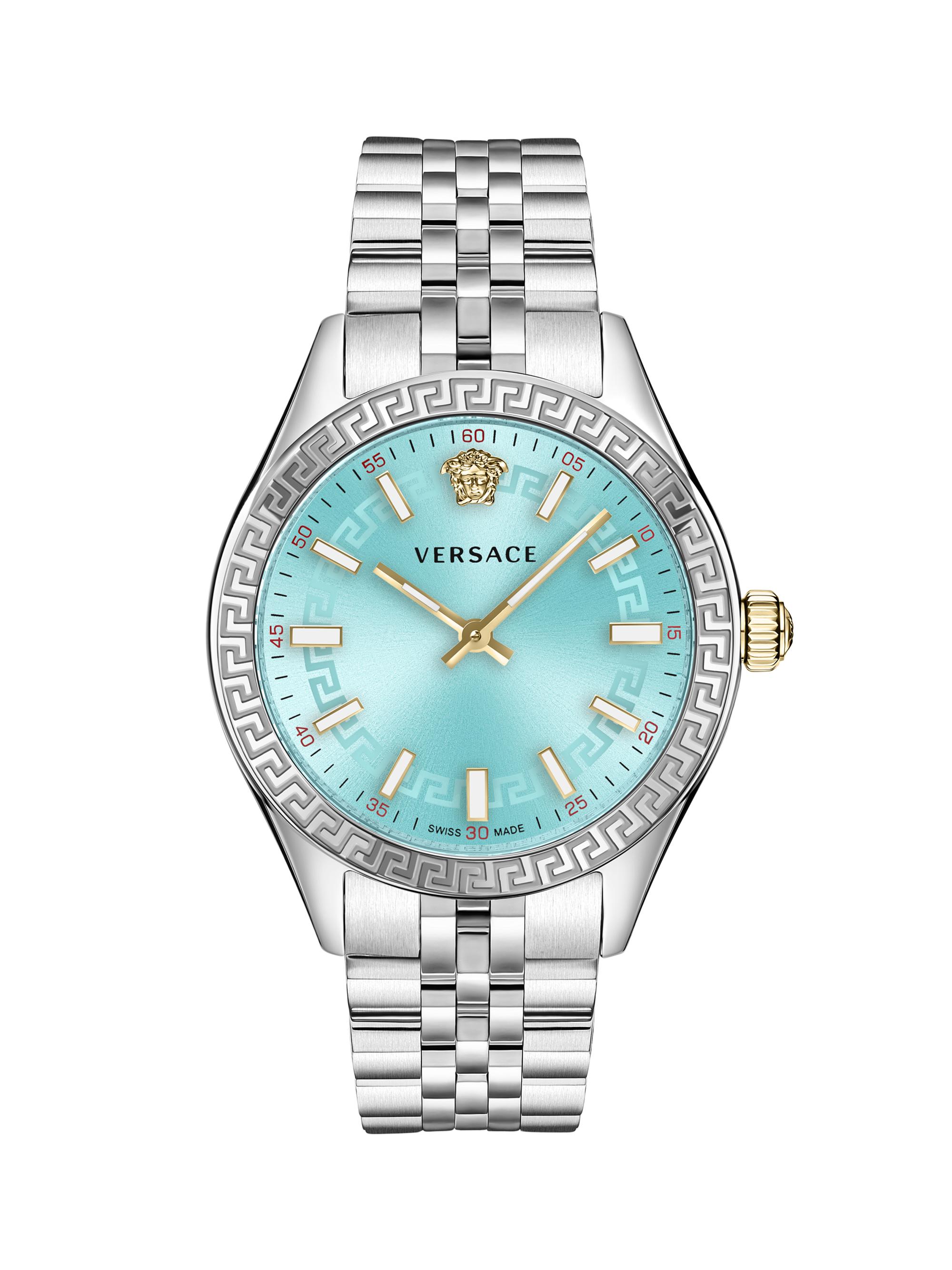 Versace Men's Hellenyium Two-Tone Stainless Steel Bracelet Watch/36MM - Silver Blue