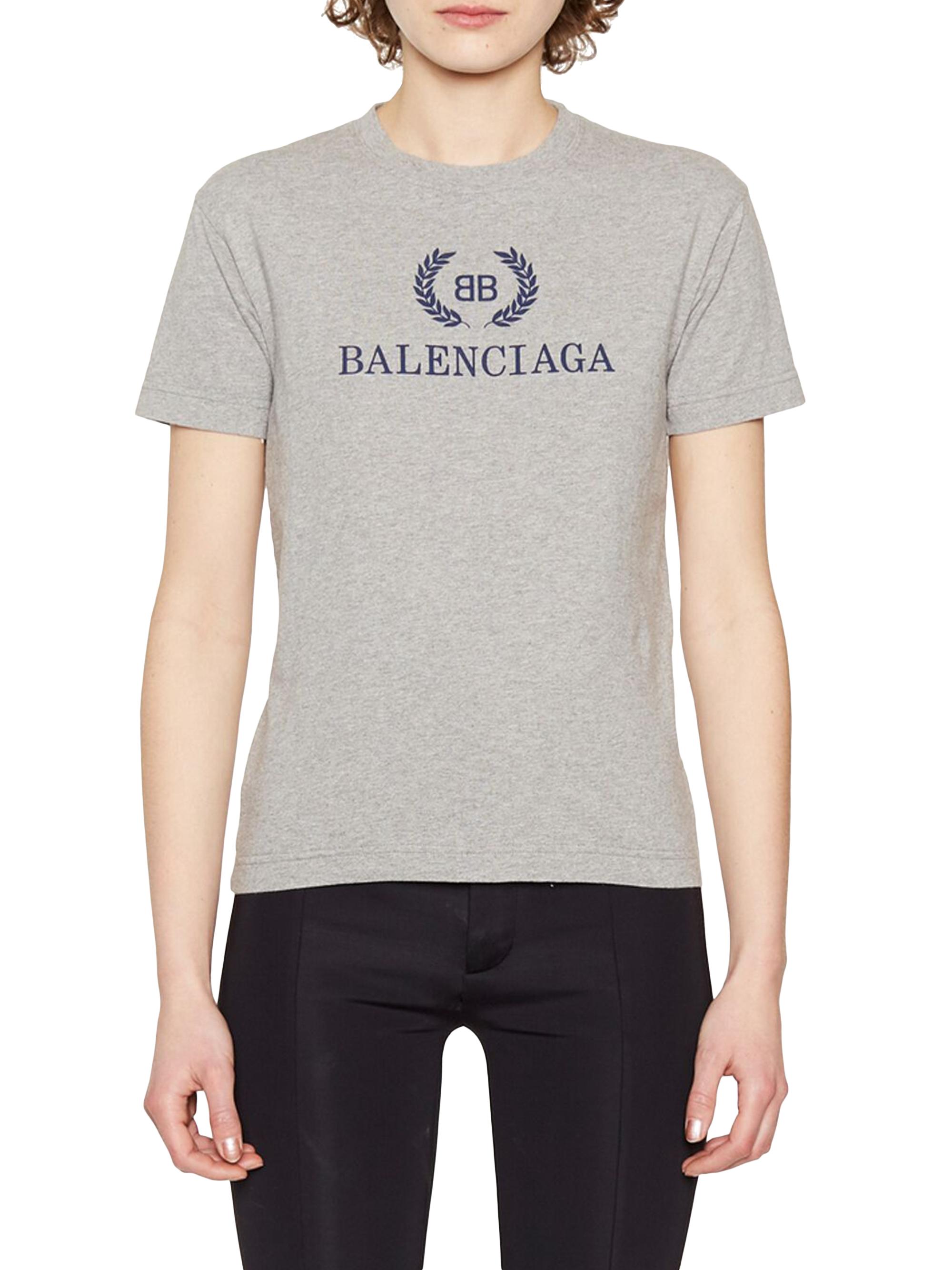Balenciaga Women's BB Crest Small Fit T-Shirt - Grey