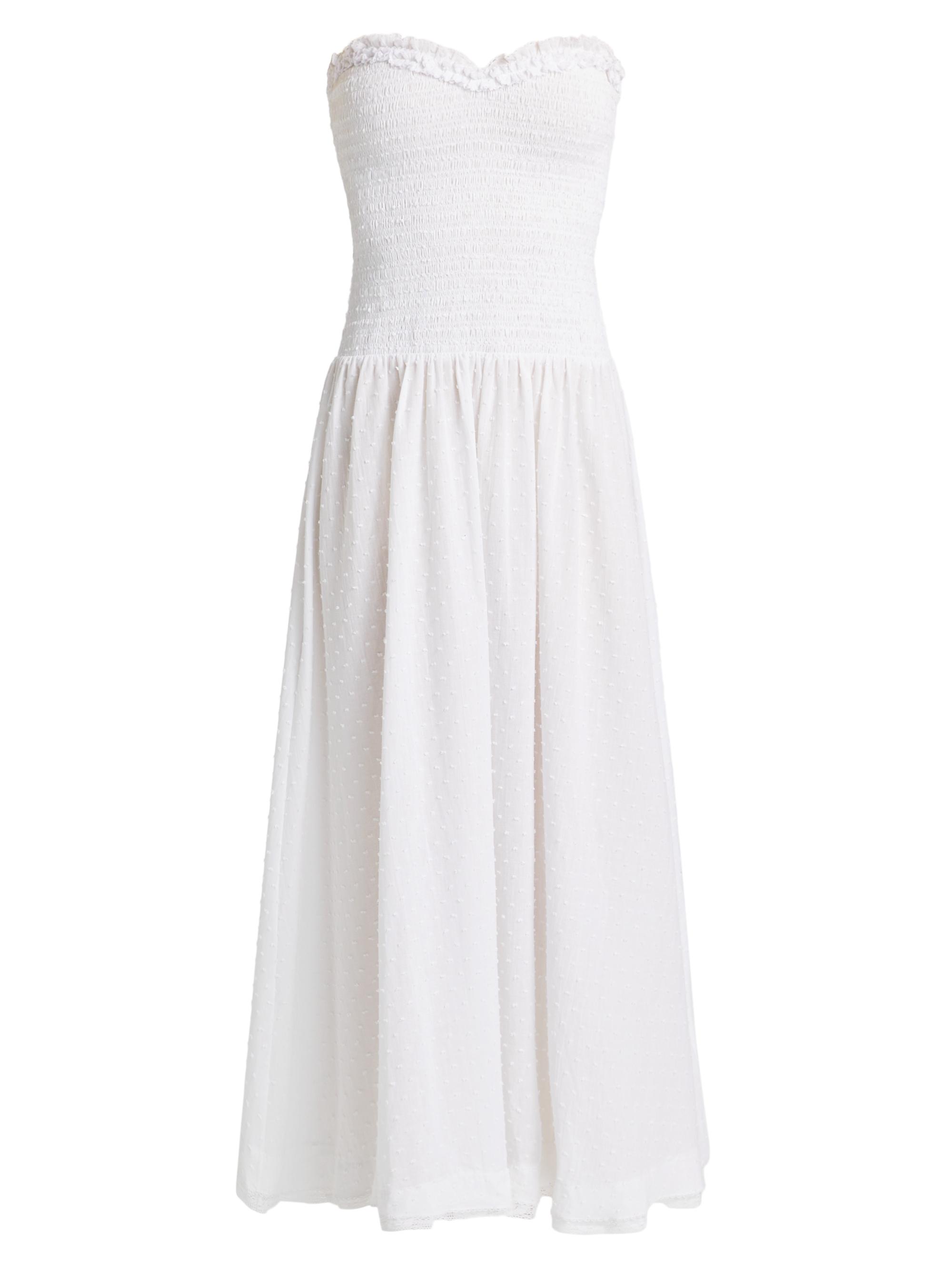 Poupette St Barth Women's Cory Cotton Smocked Bandeau Midi-Dress - White