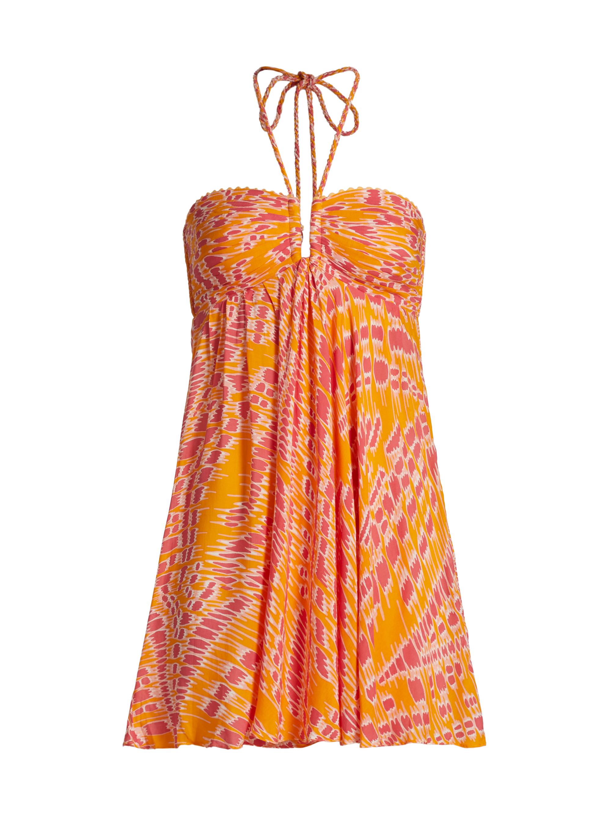 Poupette St Barth Women's Calla Abstract Halterneck Minidress - Yellow Kalina