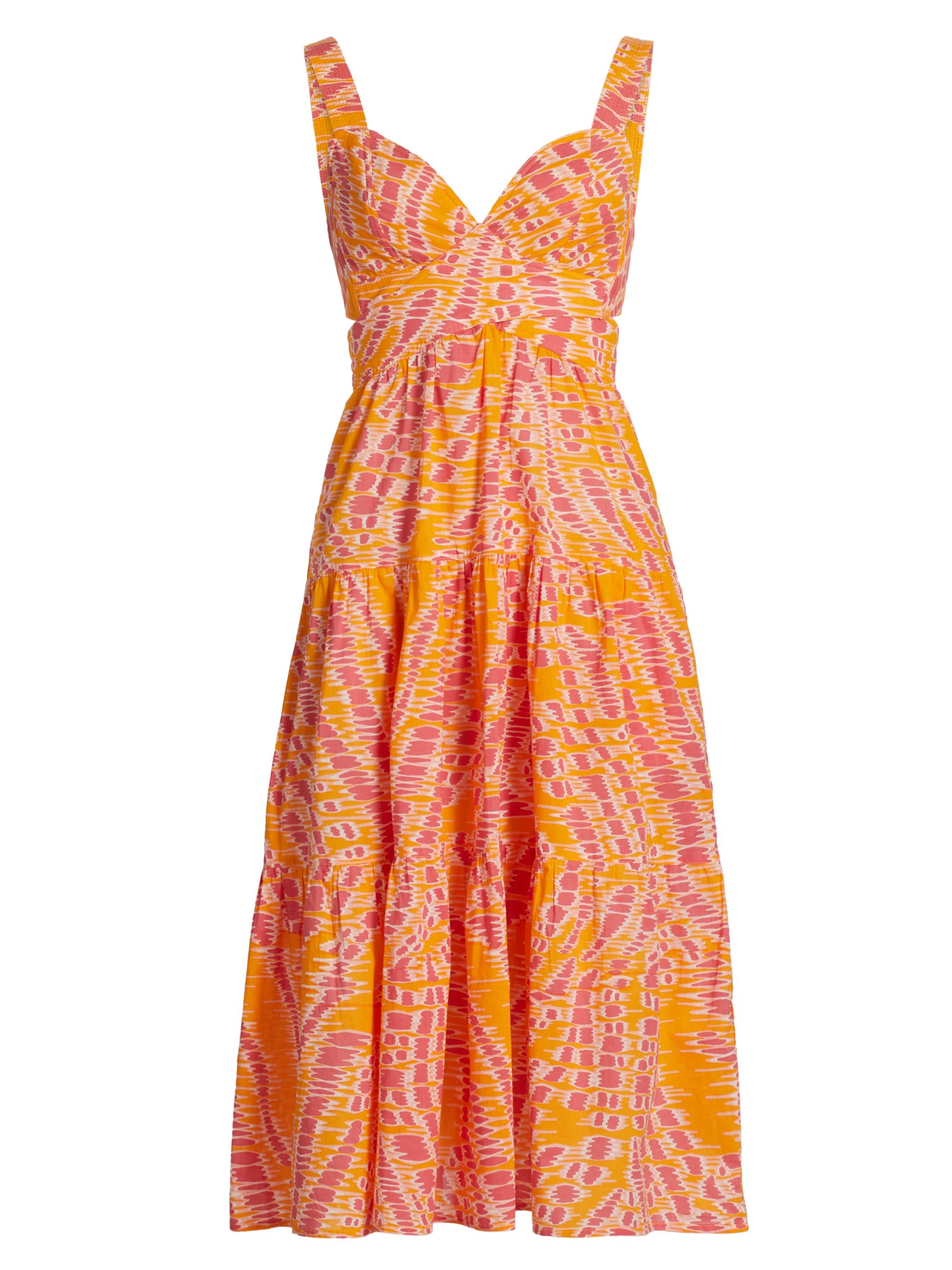 Poupette St Barth Women's Coco Abstract Cotton Midi-Dress - Yellow Kalina