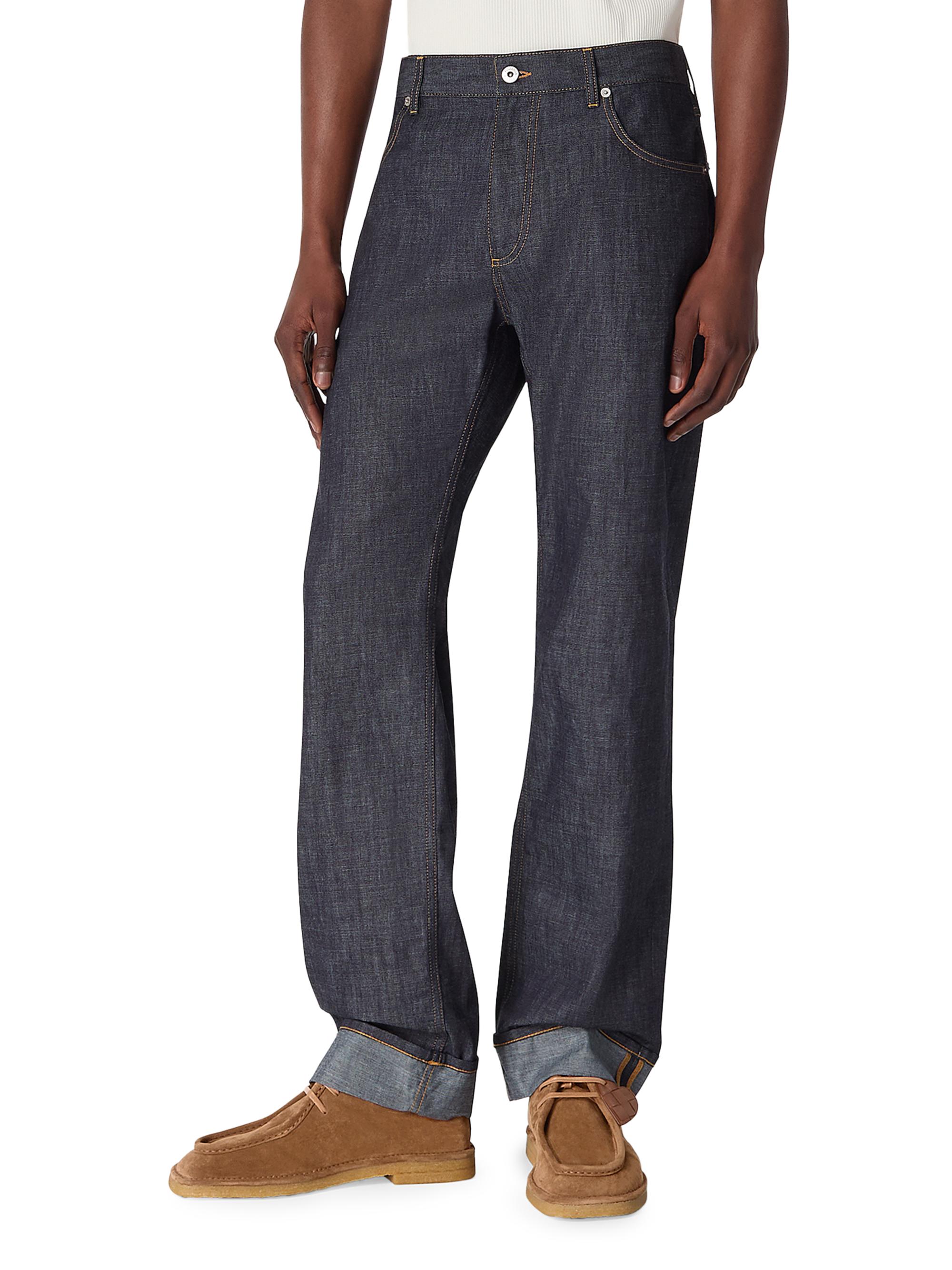 Bottega Veneta Men's Cuffed Wide-Leg Jeans - Indigo