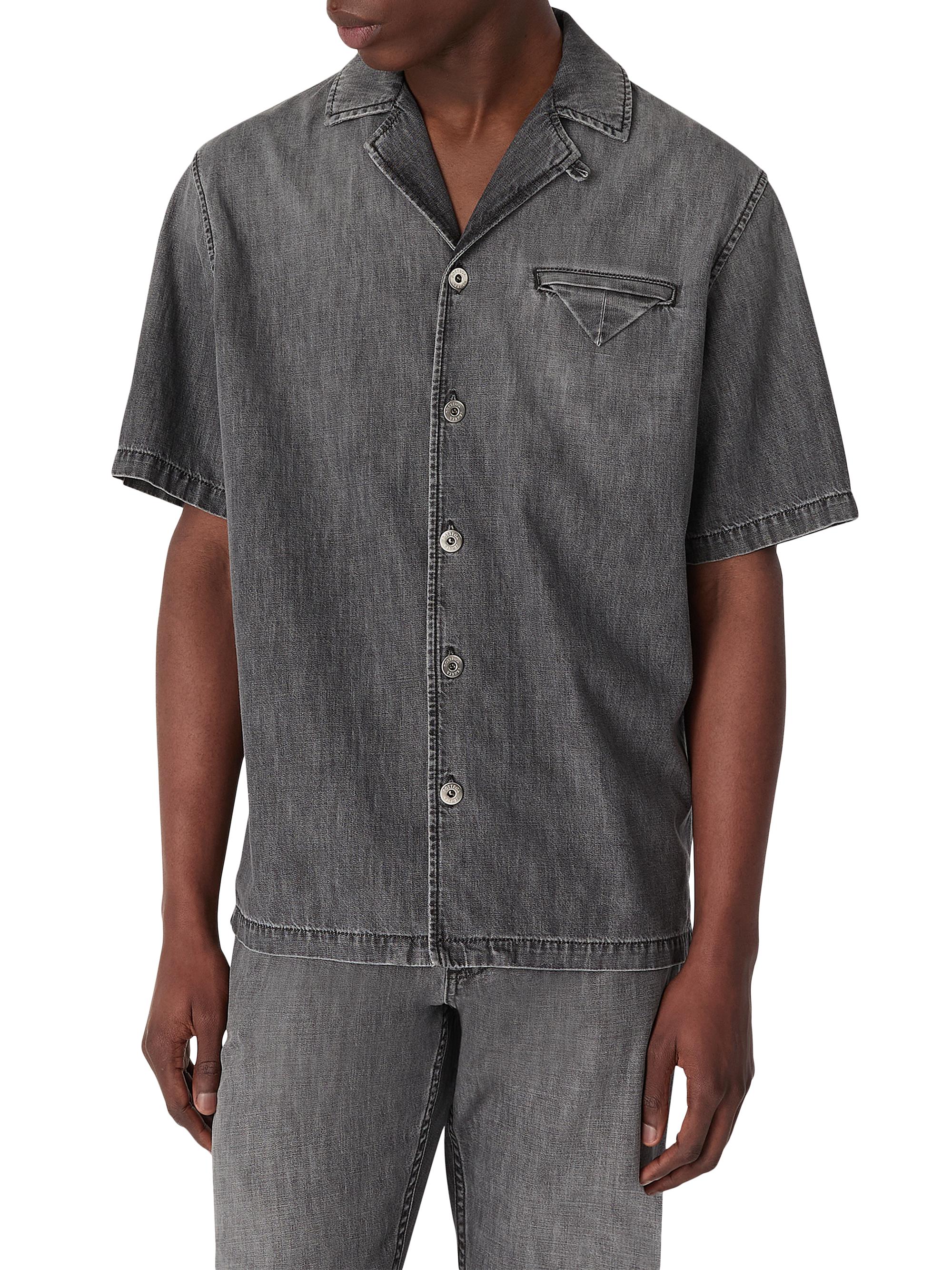 Bottega Veneta Men's Denim Short-Sleeve Shirt - Washed Black