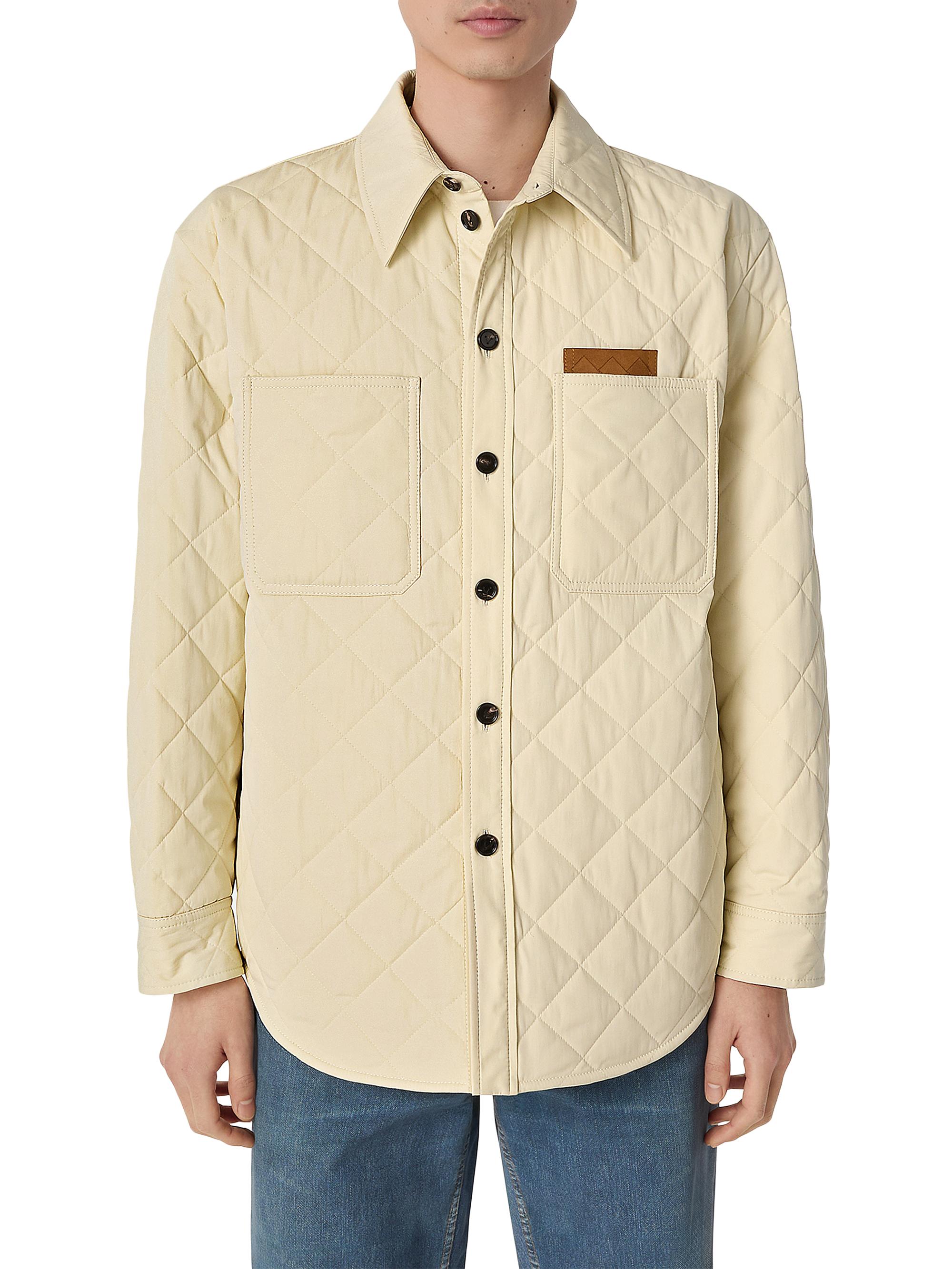 Bottega Veneta Men's Quilted Cotton-Blend Shirt Jacket - Sea Salt