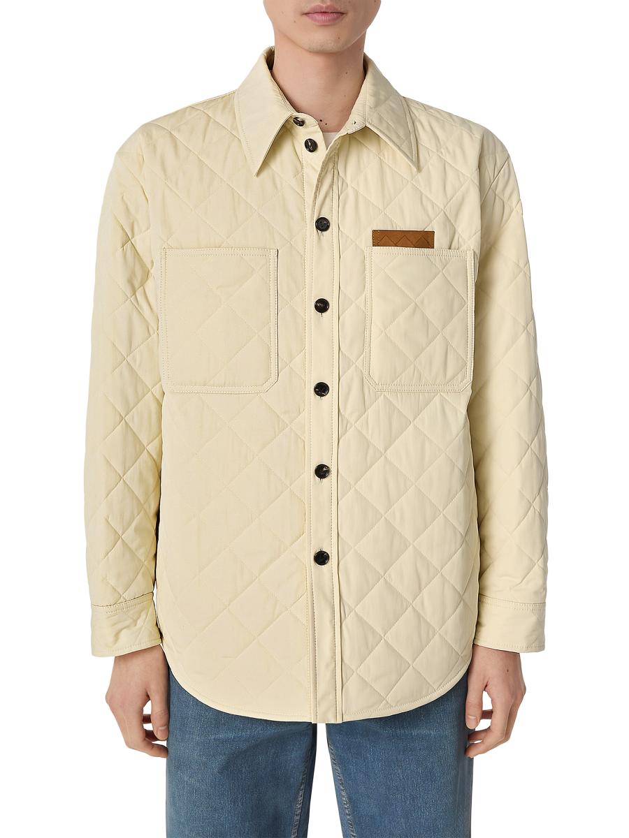 Bottega Veneta Men's Quilted Cotton-blend Shirt Jacket In Gray