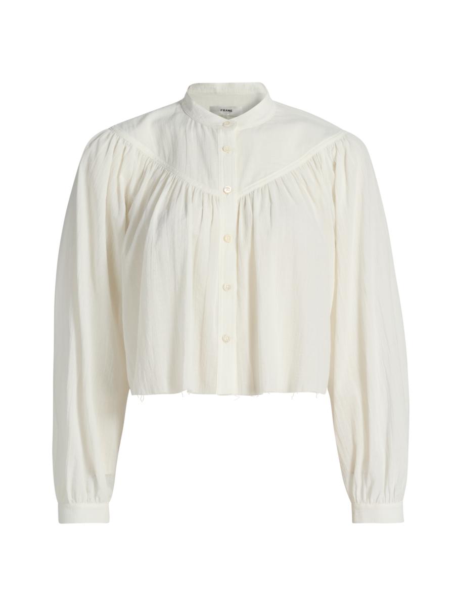 Frame Women's The Swing Gathered Cotton Blouse In White