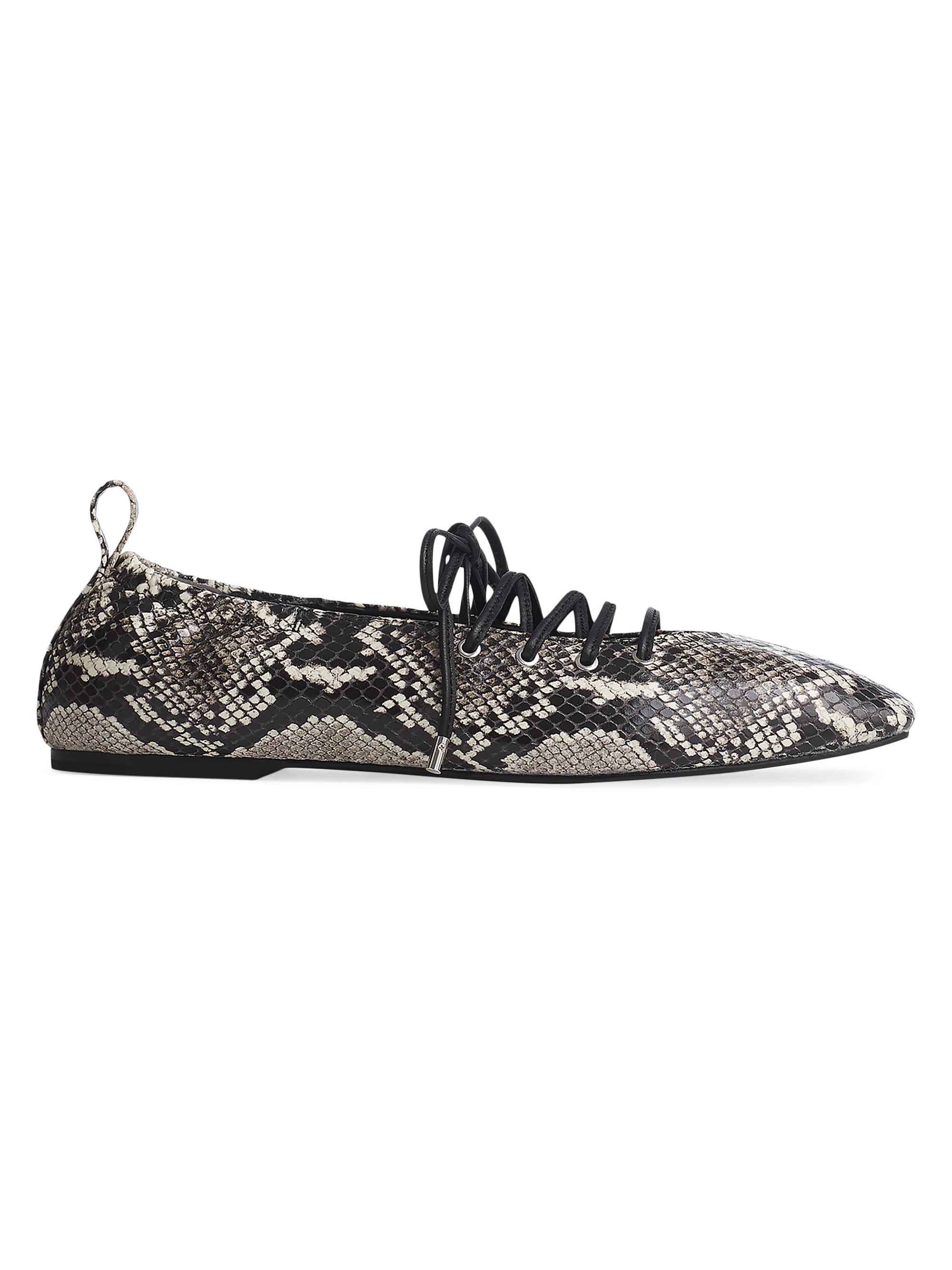 rag & bone Women's Sophia Snakeskin-Printed Leather Ballet Flats - White